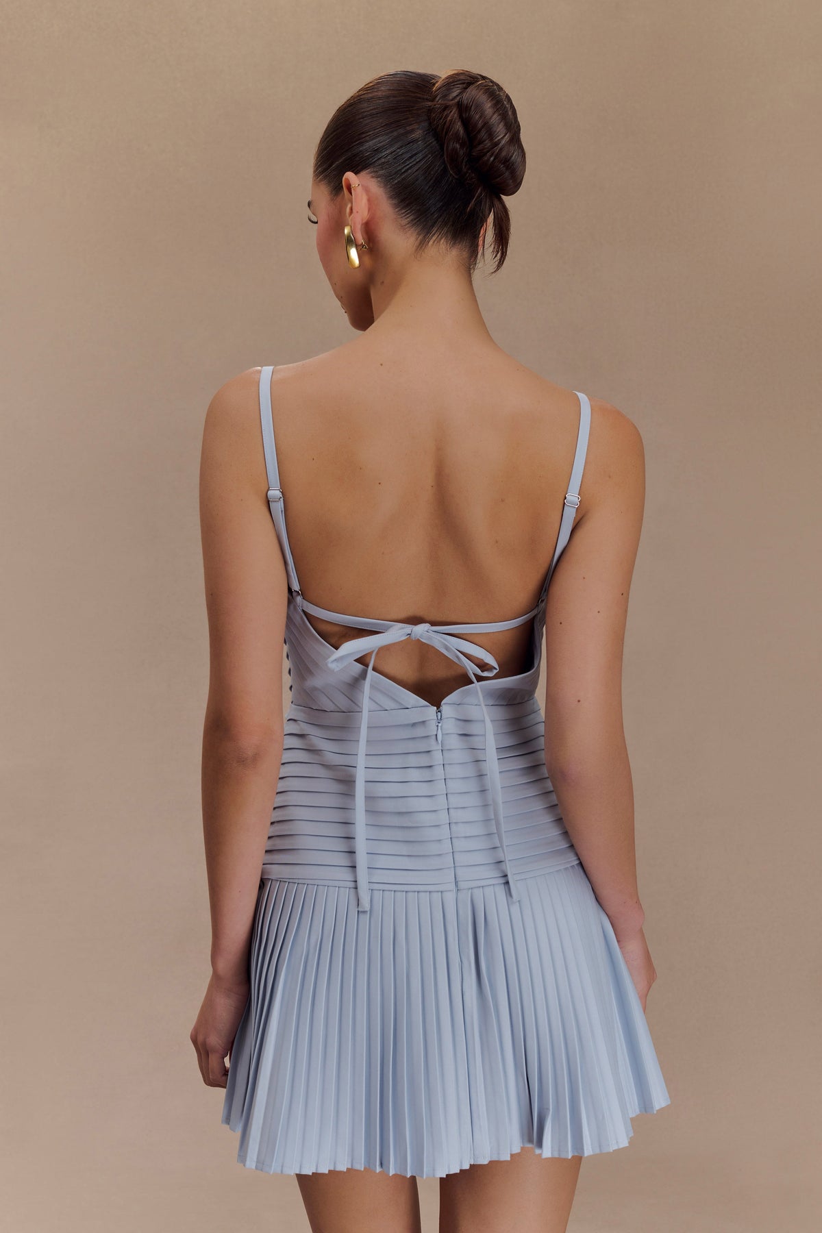 Rylee Multi Pleat Mini Dress - Ice Blue #2