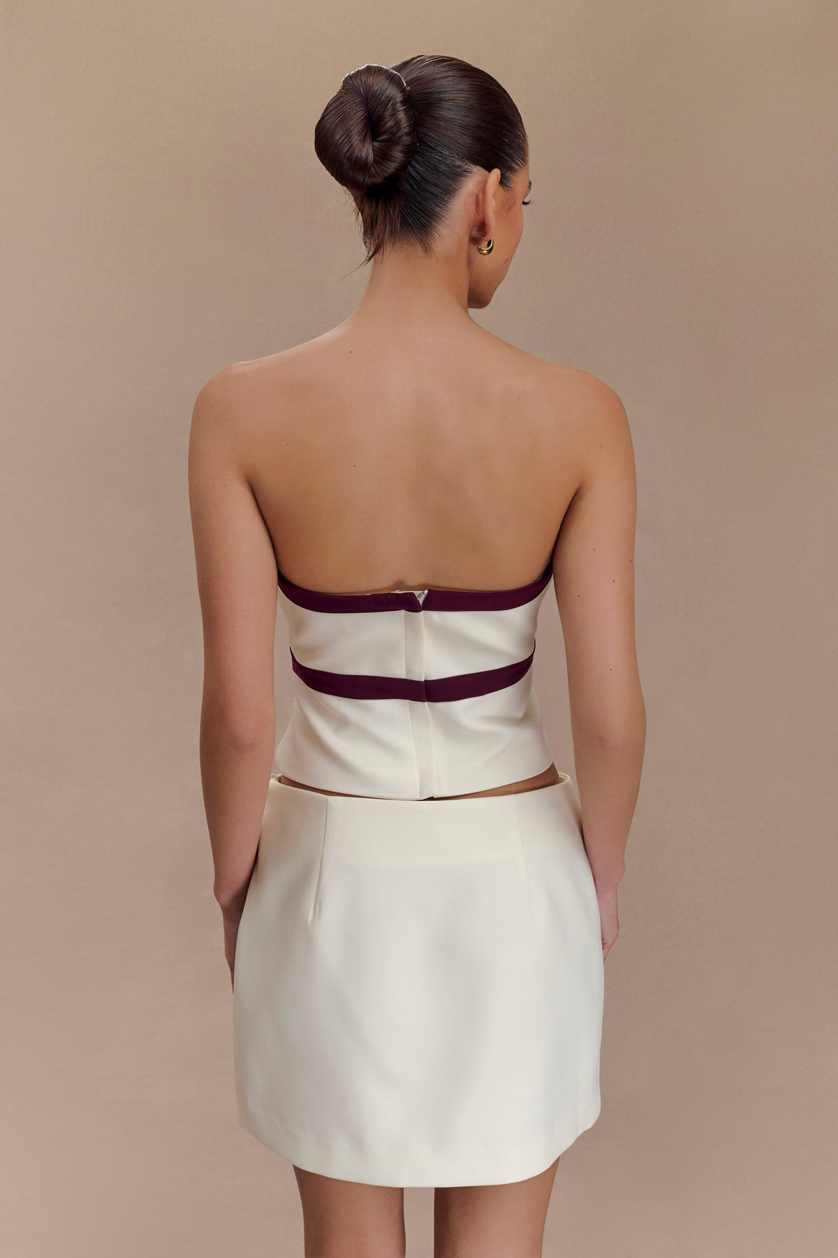 Aisha Strapless Suiting Top With Contrast Bows - Ivory #2