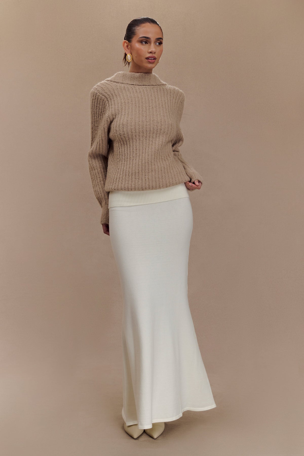 Candice Oversized Low Back Knit Jumper - Stone Marle #6