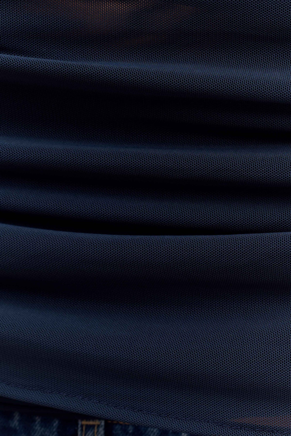 Arna Off Shoulder Mesh Crop Top - Midnight Blue #8