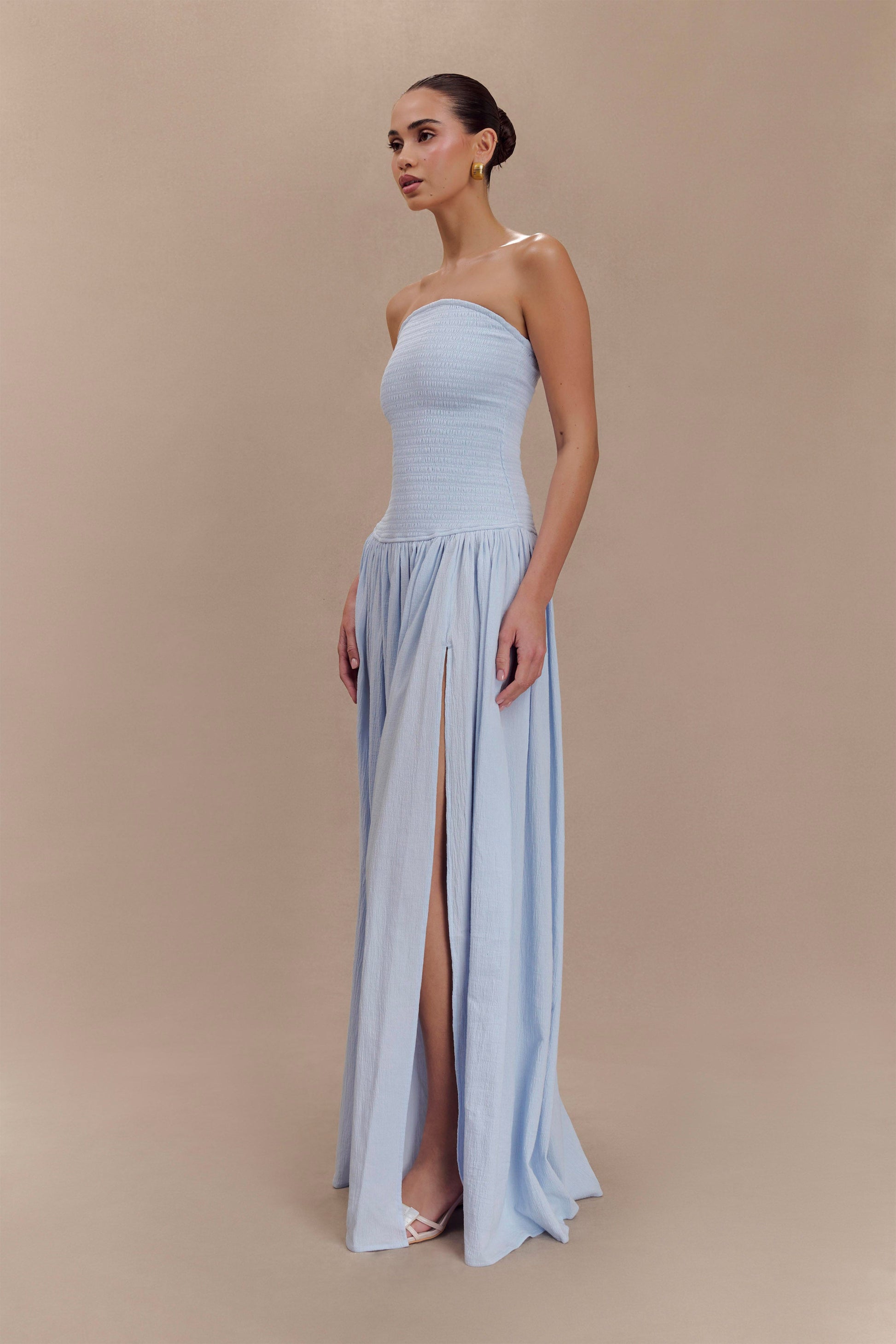 Maureen Cotton Shirring Maxi Dress - Powder Blue #4