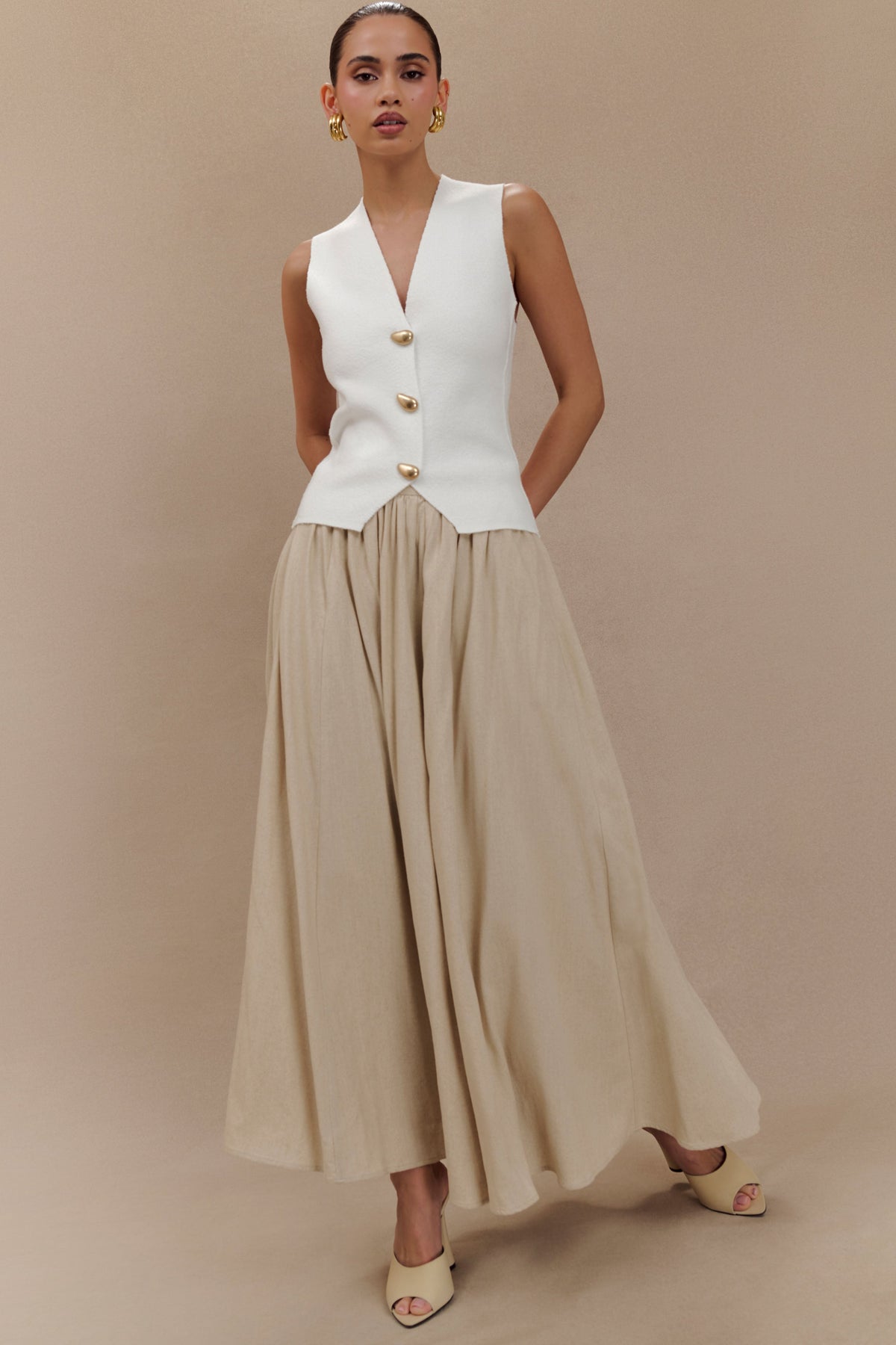 Clarence Linen A-Line Maxi Skirt - Natural #6