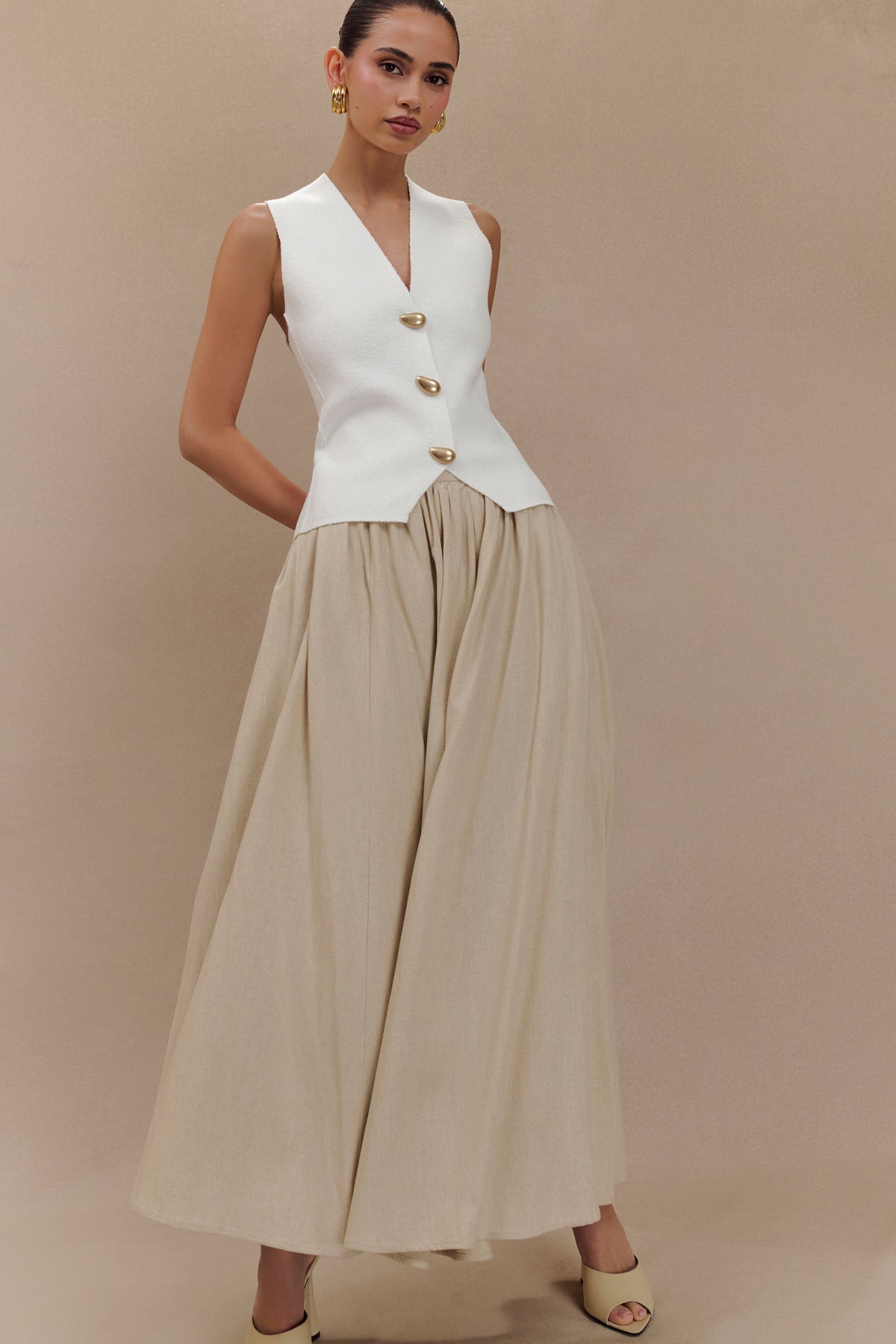 Clarence Linen A-Line Maxi Skirt - Natural #7