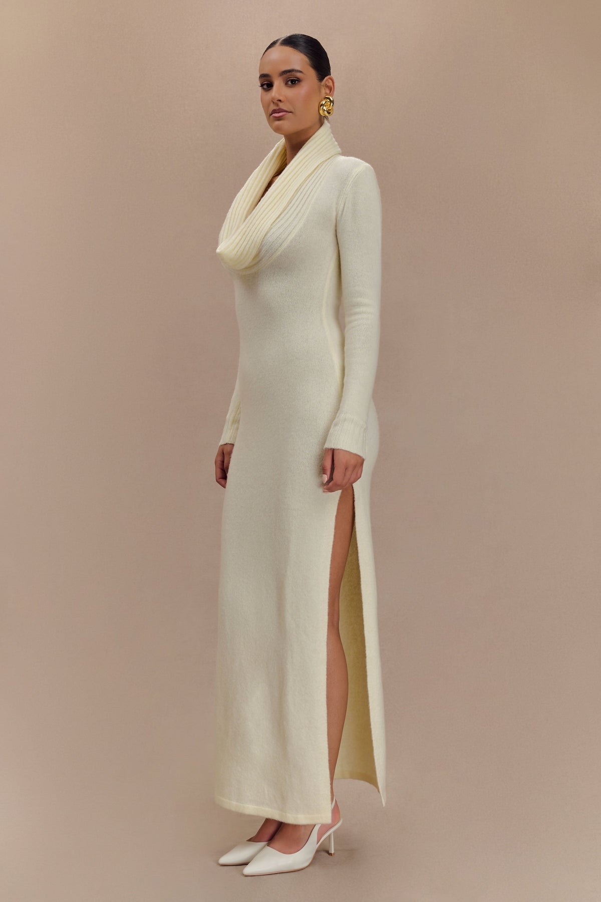 Alessandra Reversible Knit Maxi Dress - Ivory Marle #3