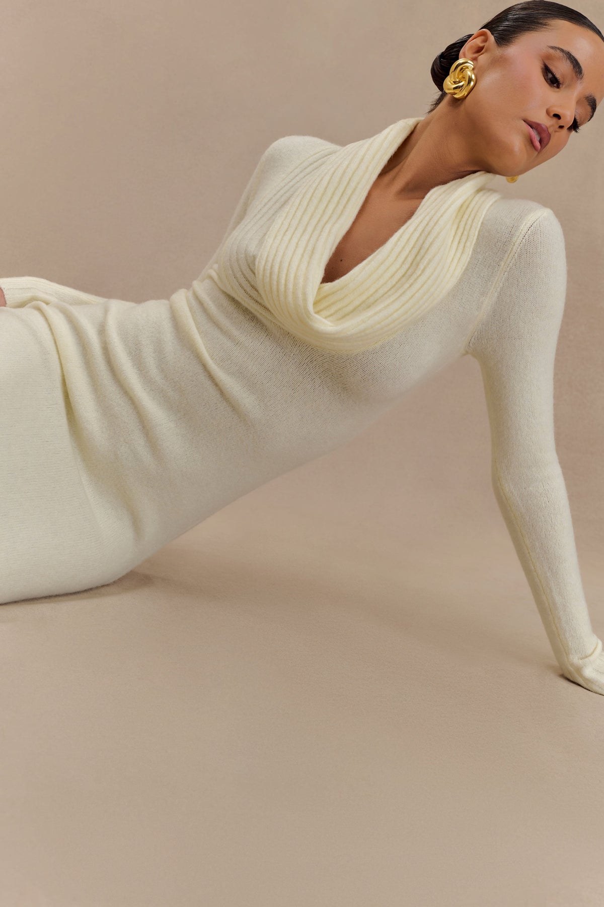 Alessandra Reversible Knit Maxi Dress - Ivory Marle #5