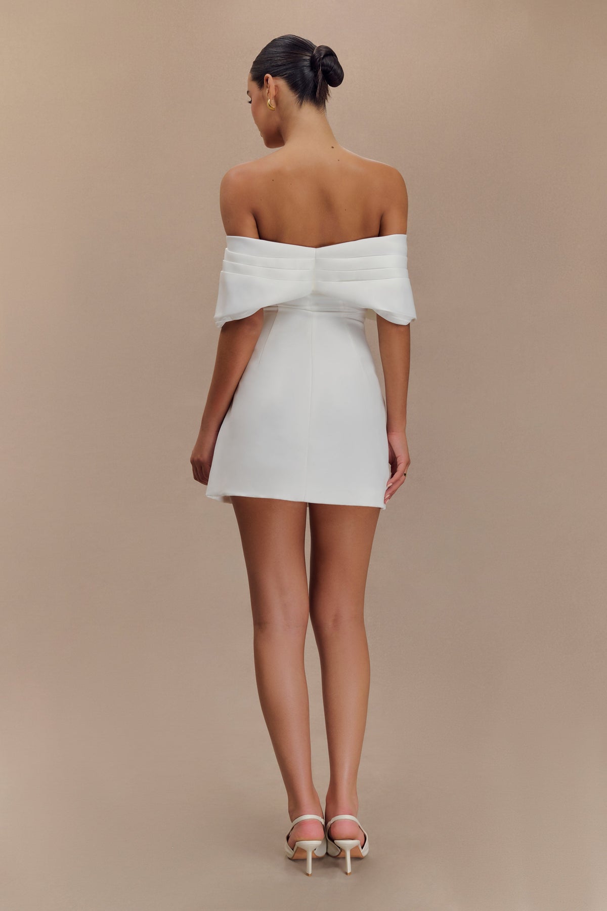 Gloria Mini Off Shoulder Drape Dress - White #5