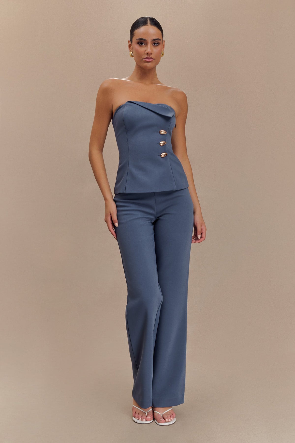 Lindie Strapless Suiting Top - Steel #6