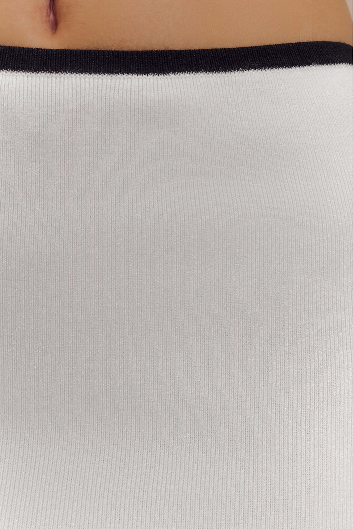 Becky Contrast Knit Mini Skirt - Ivory & Black #8