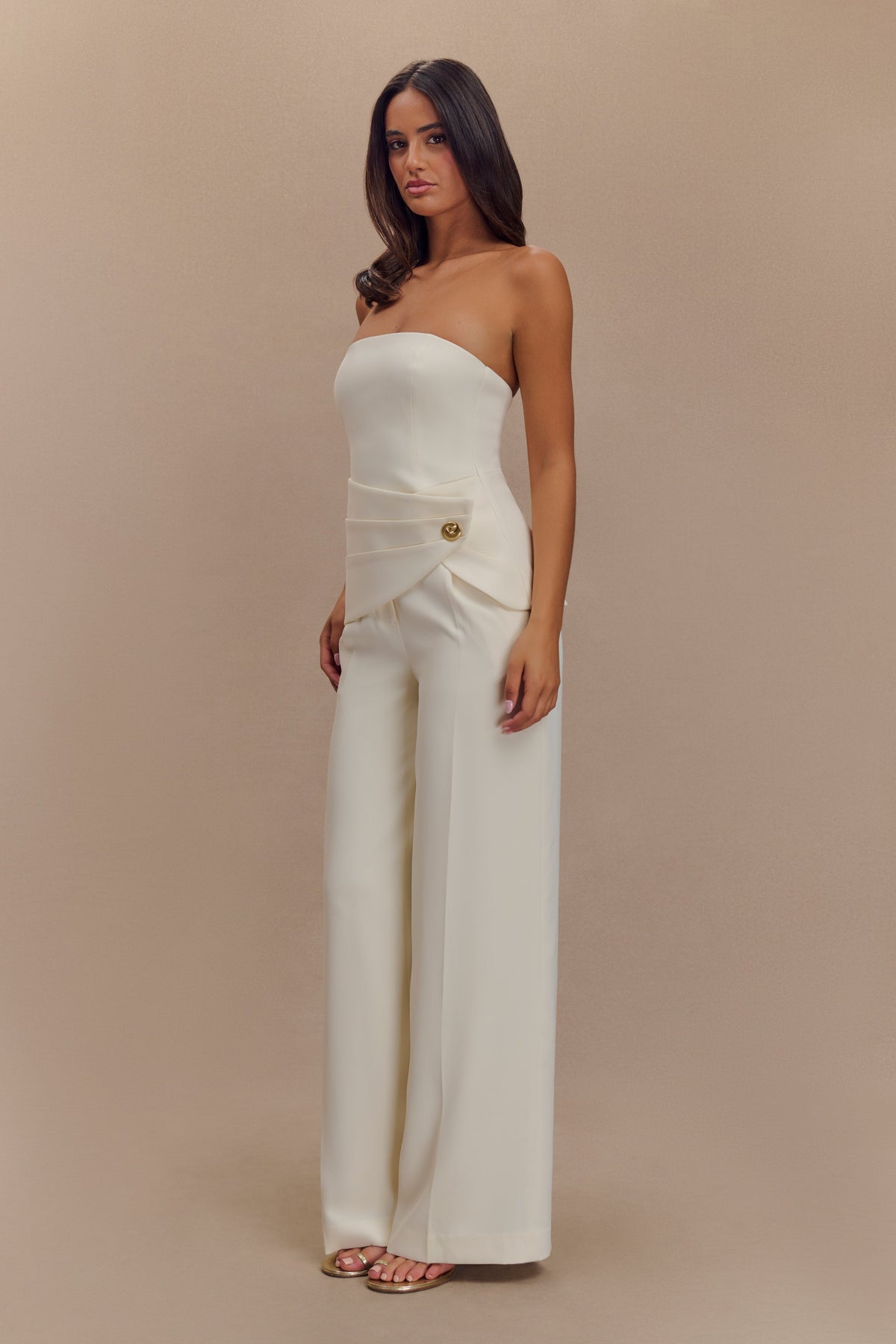 Faith Strapless Suiting Top - Ivory #3