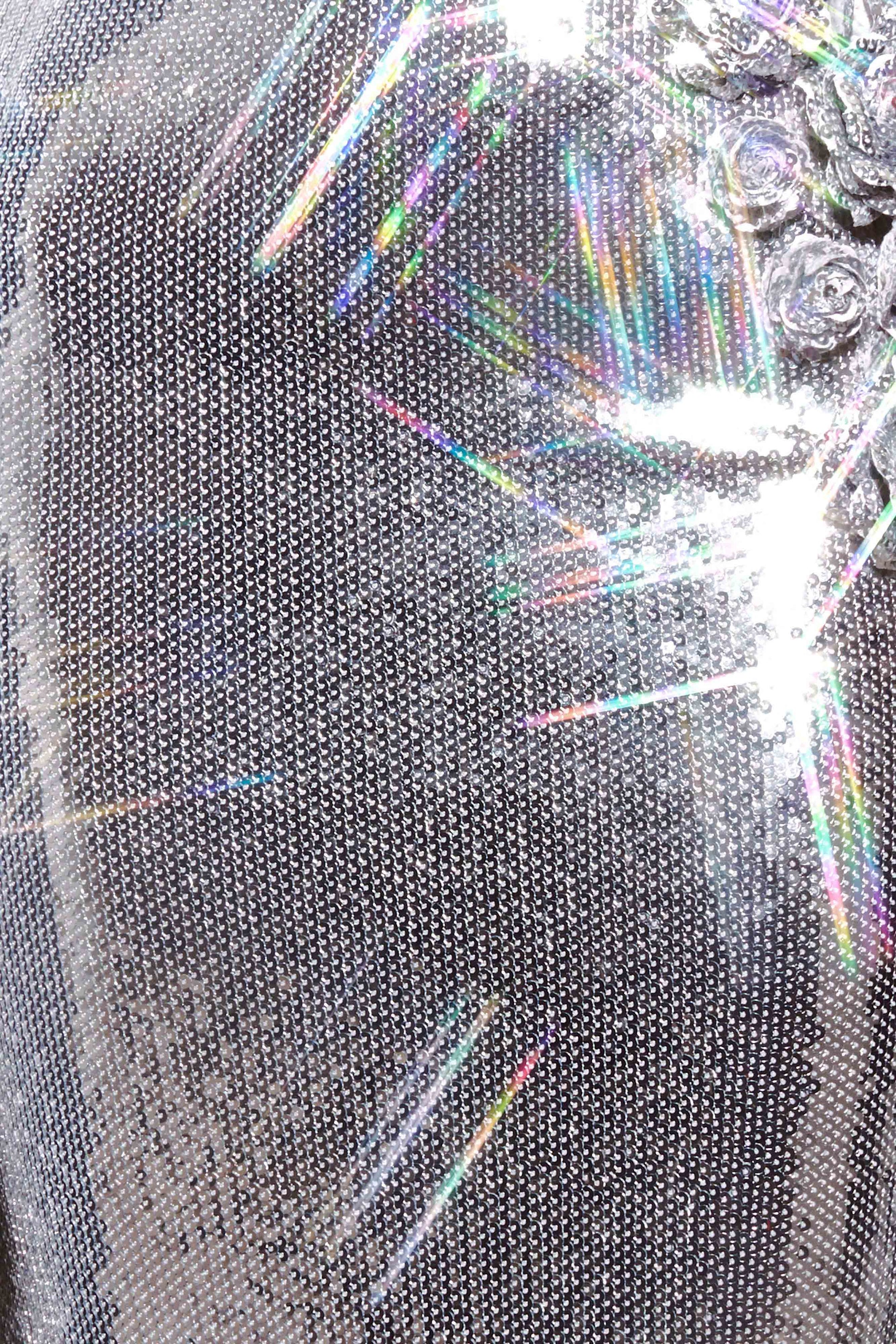 Cassia Strapless Sequin Rose Midi Dress - Silver #6