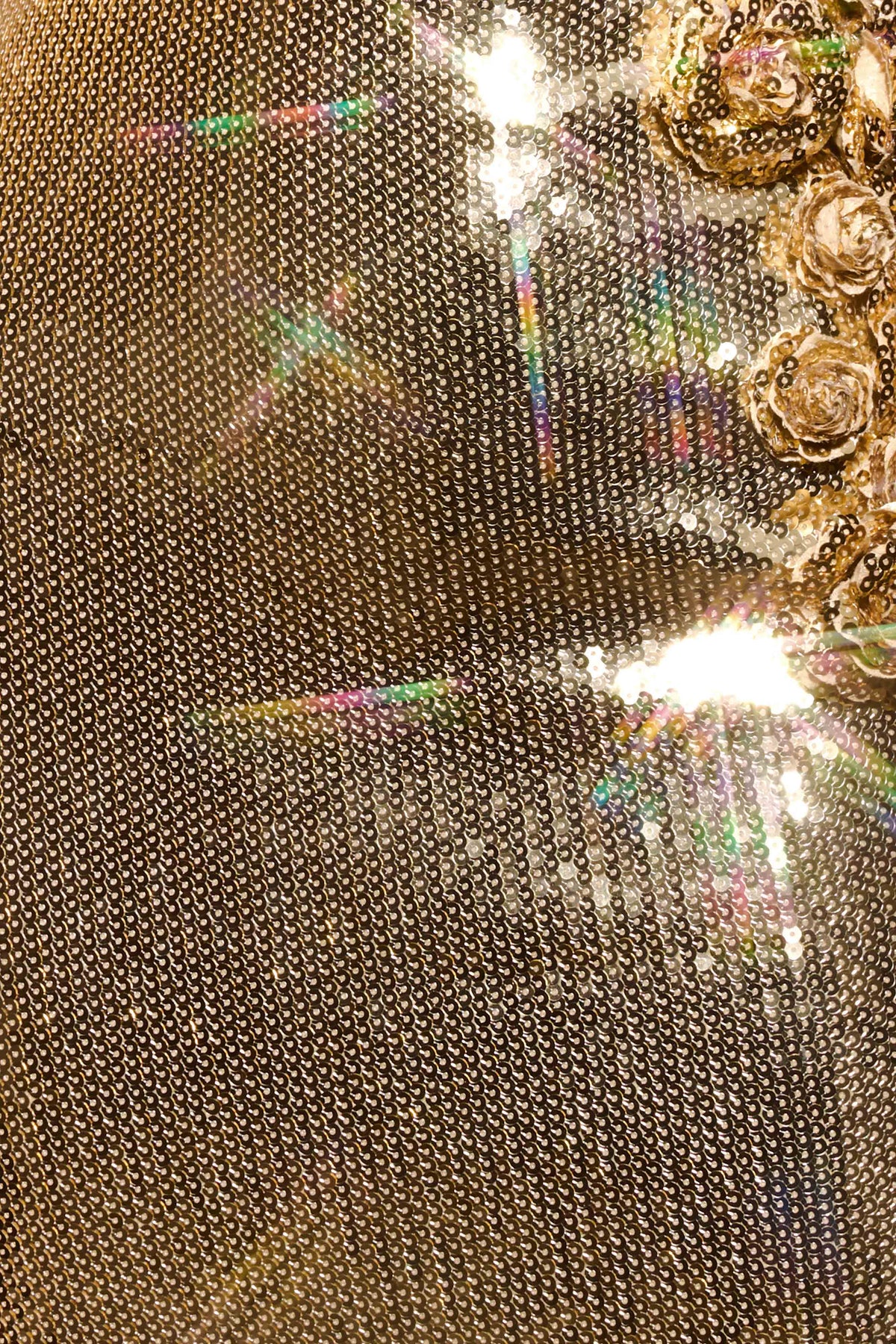 Cassia Strapless Sequin Rose Midi Dress - Gold #8