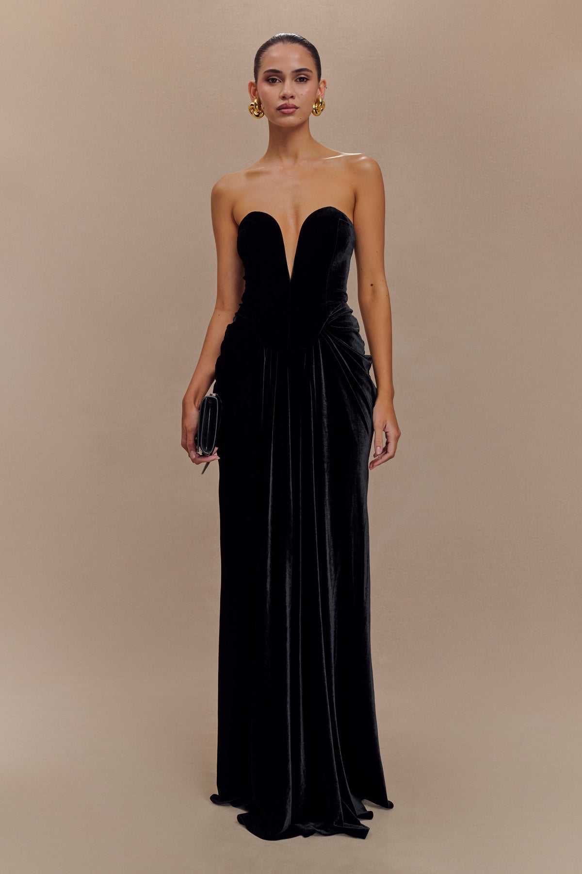 Paige Strapless Velvet Maxi Dress - Black #6