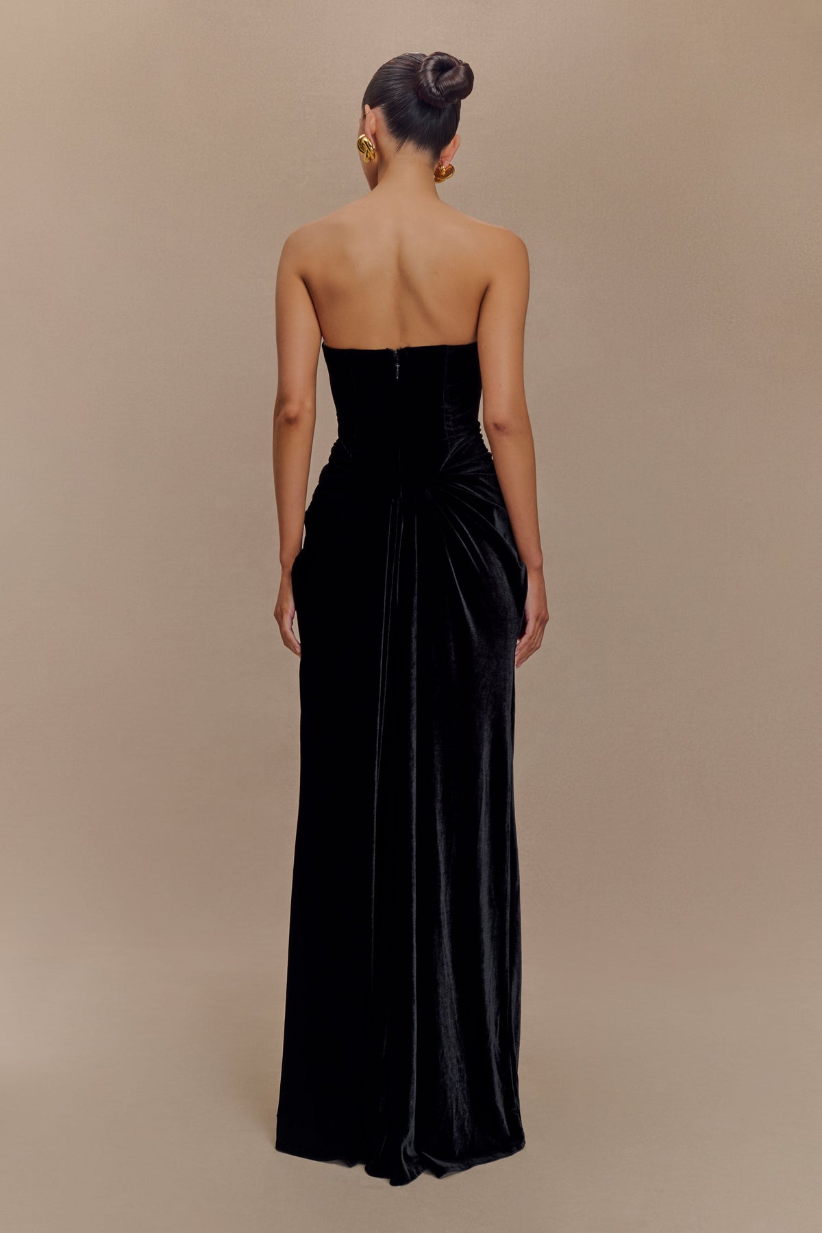 Paige Strapless Velvet Maxi Dress - Black #2