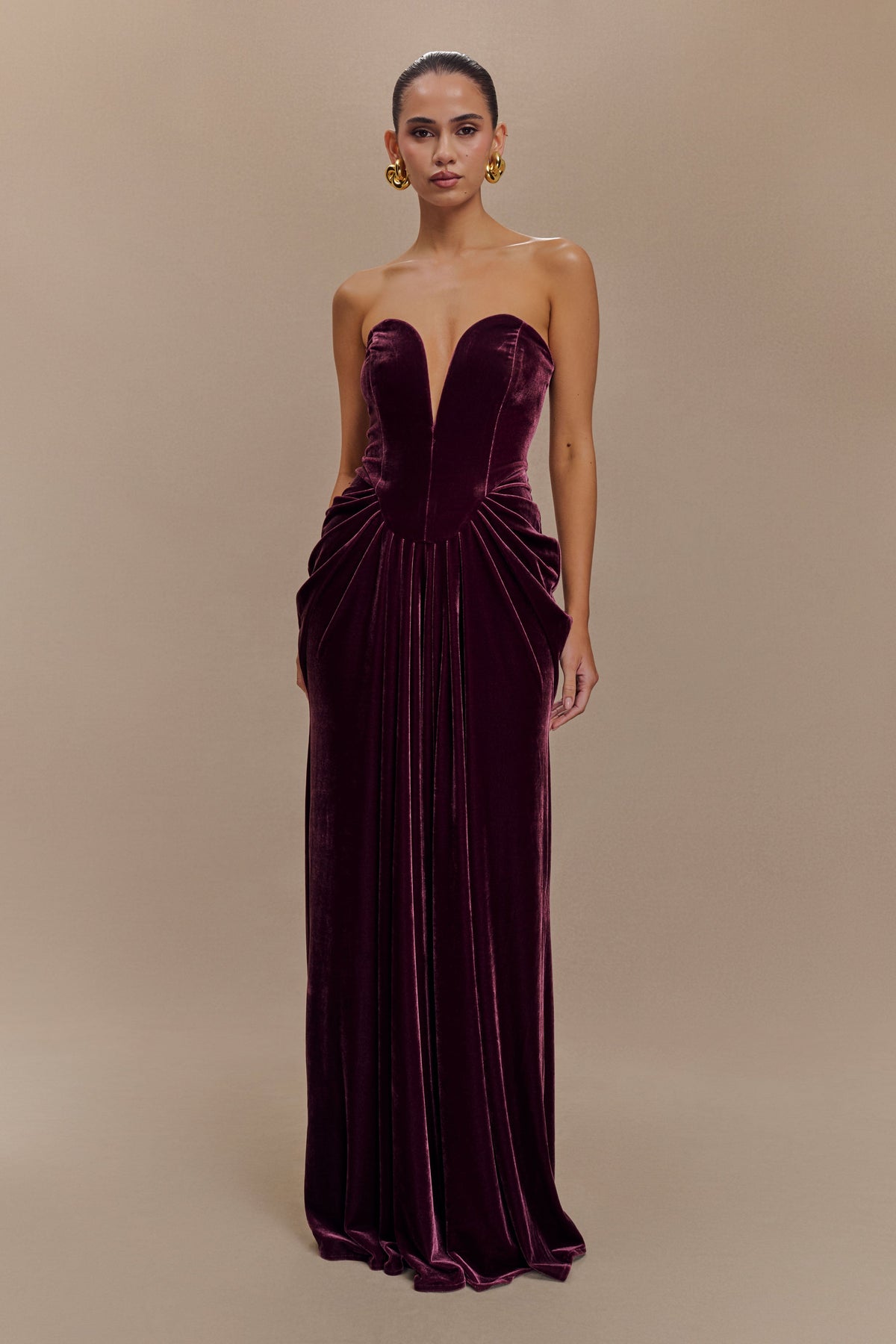 Paige Strapless Velvet Maxi Dress - Plum #6
