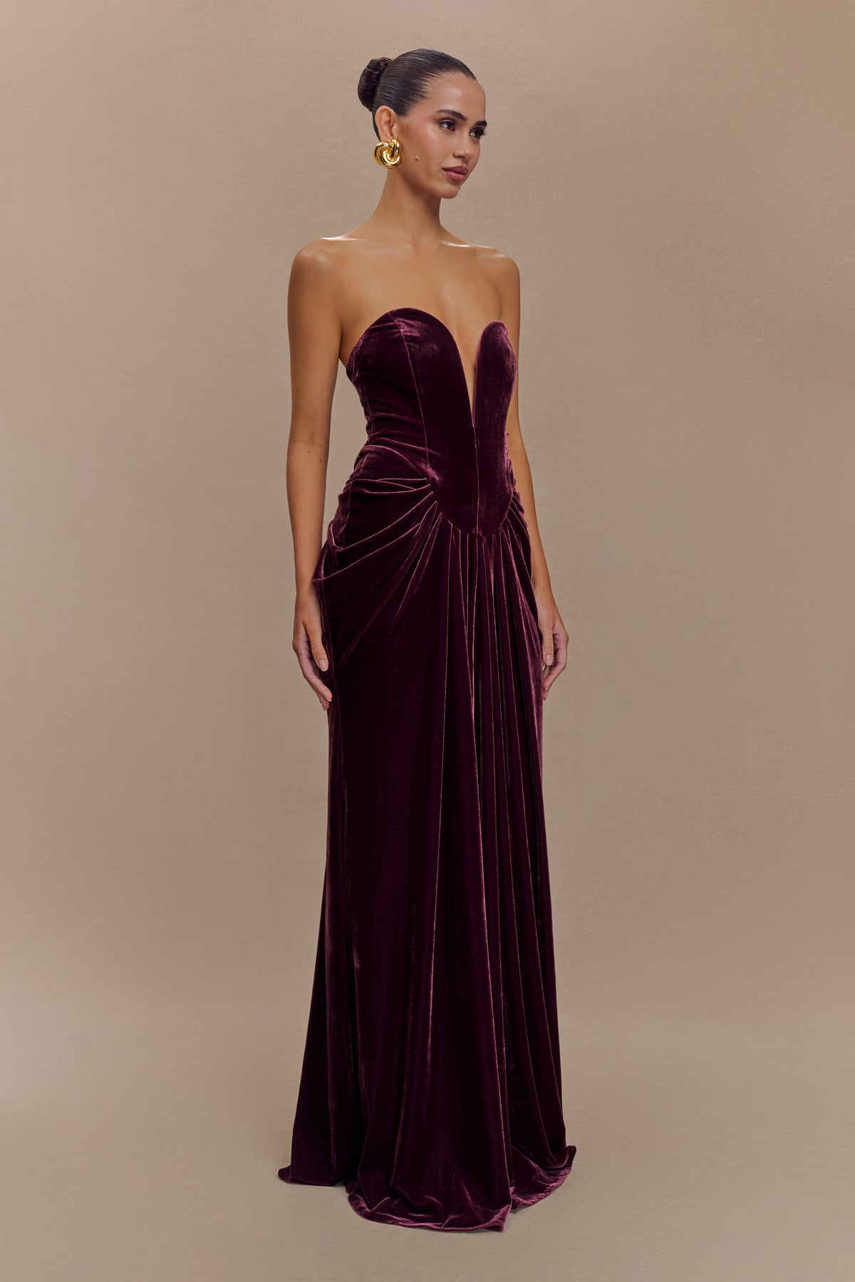 Paige Strapless Velvet Maxi Dress - Plum #4