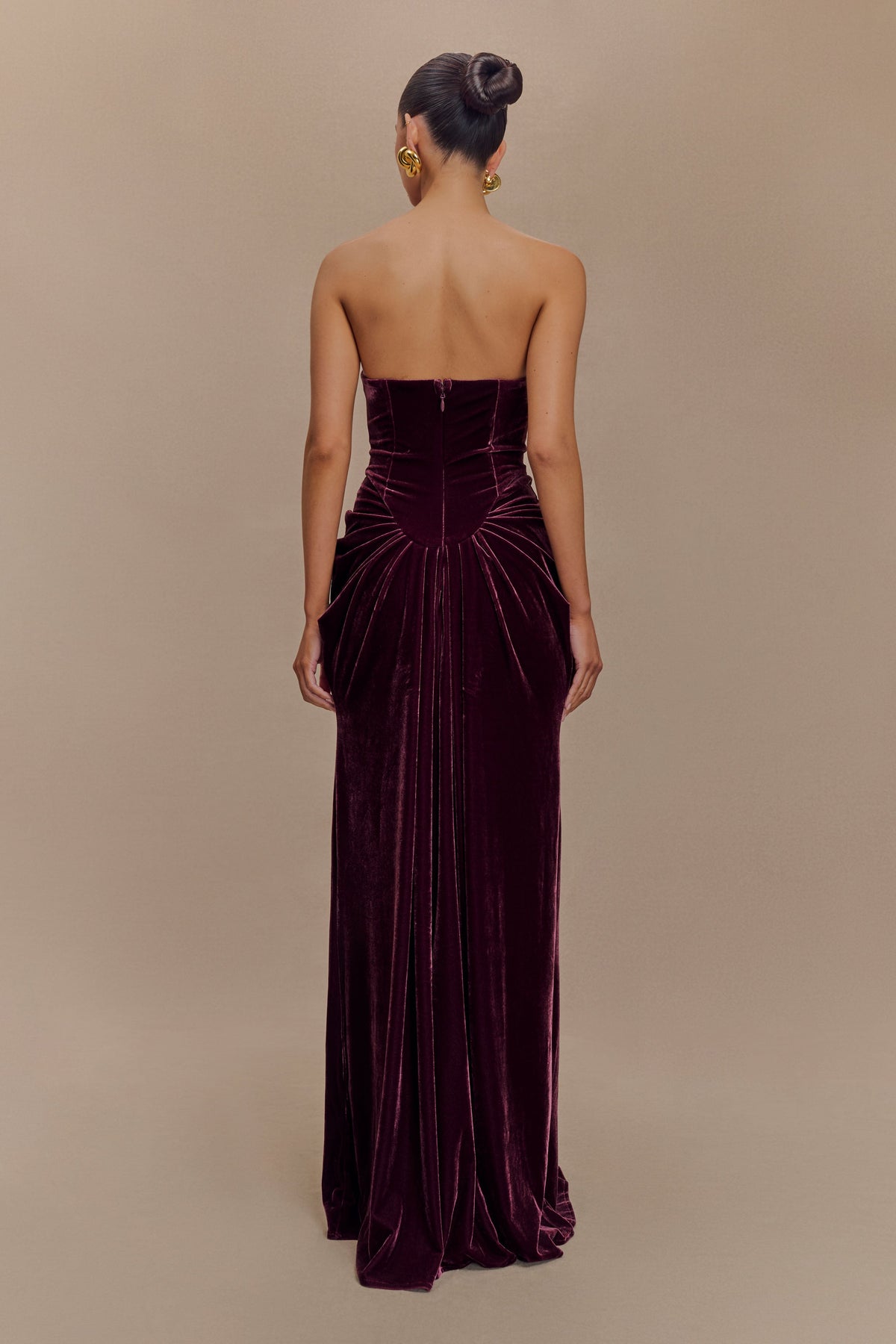 Paige Strapless Velvet Maxi Dress - Plum #2