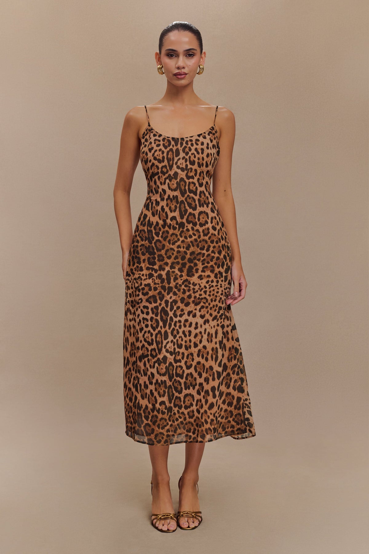 Leanne Chiffon Midi Dress - Leopard Print #5