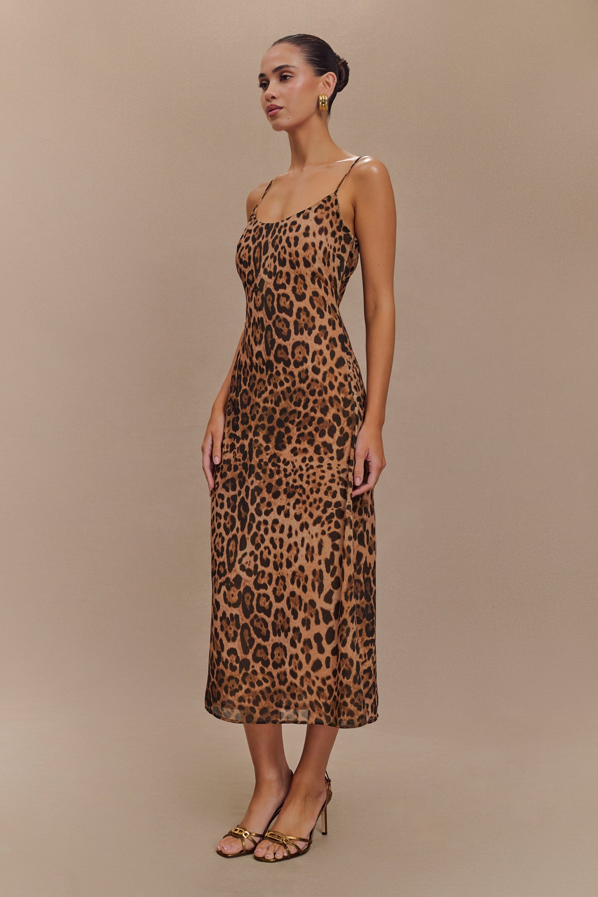 Leanne Chiffon Midi Dress - Leopard Print #4