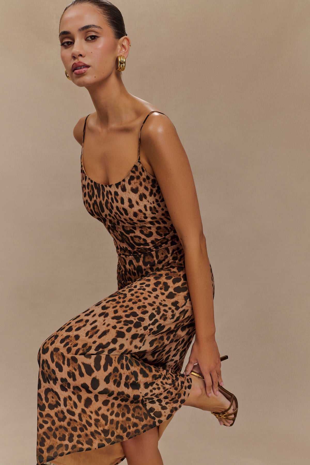 Leanne Chiffon Midi Dress - Leopard Print #3