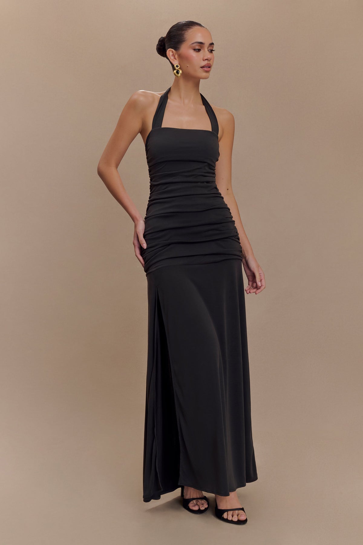Bentley Peached Jersey Halter Maxi Dress - Black #4