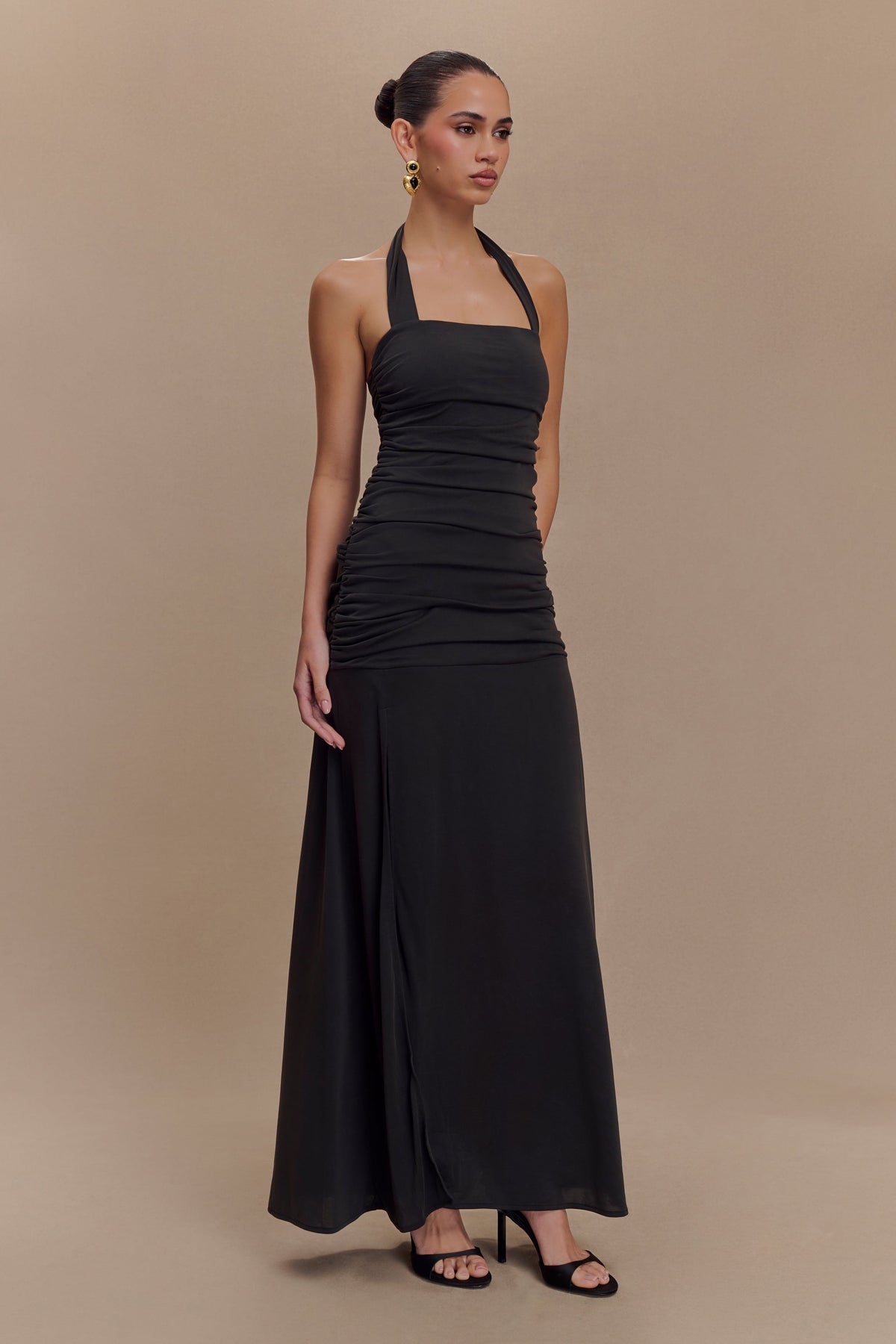 Bentley Peached Jersey Halter Maxi Dress - Black #5