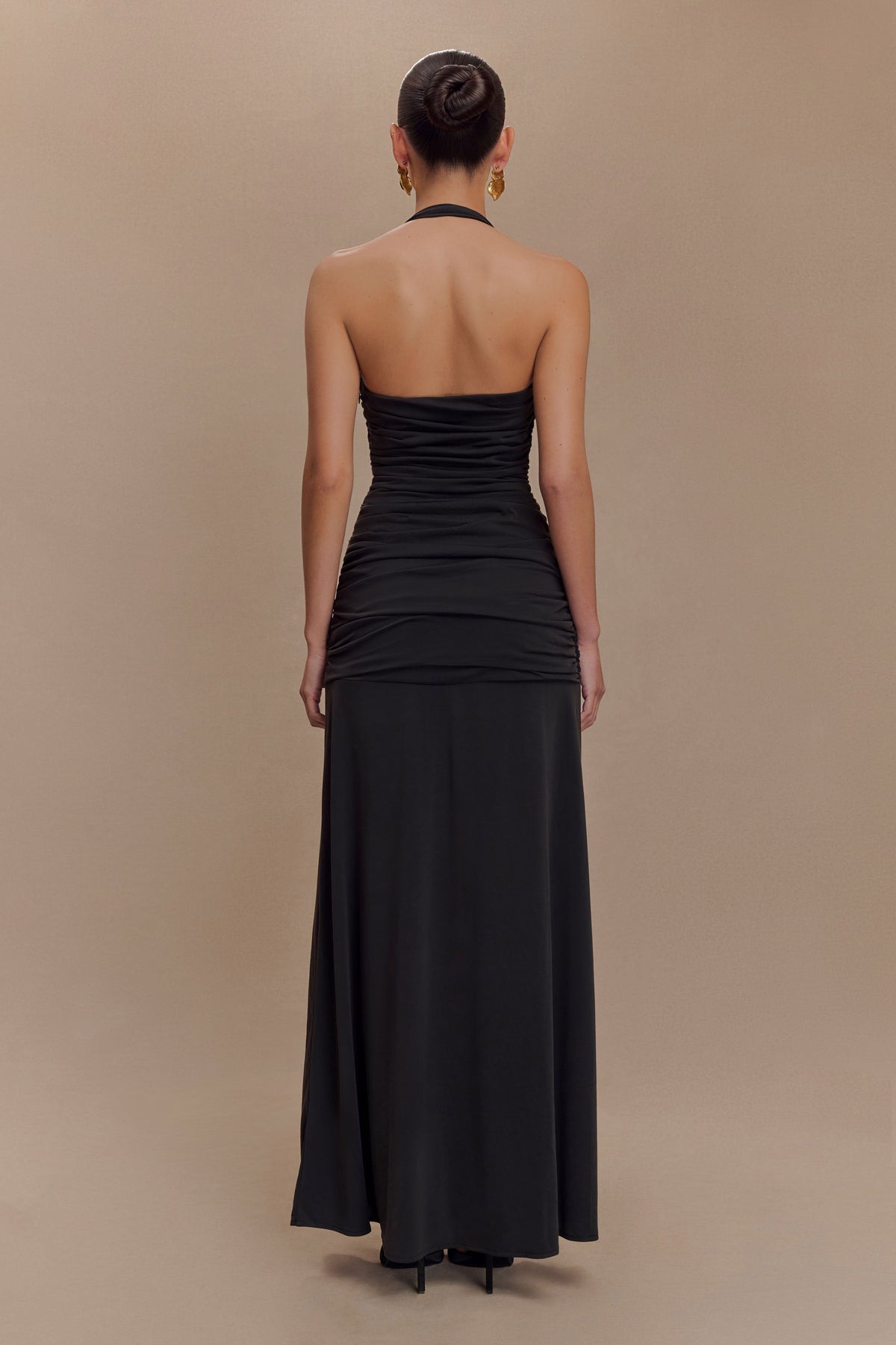 Bentley Peached Jersey Halter Maxi Dress - Black #2