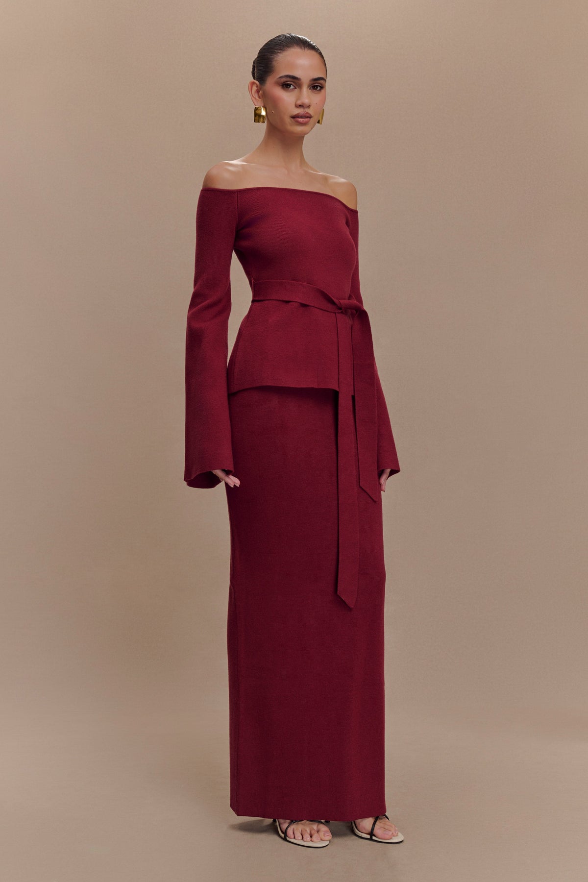 Kyle Off Shoulder Knit Top - Cherry Red #5