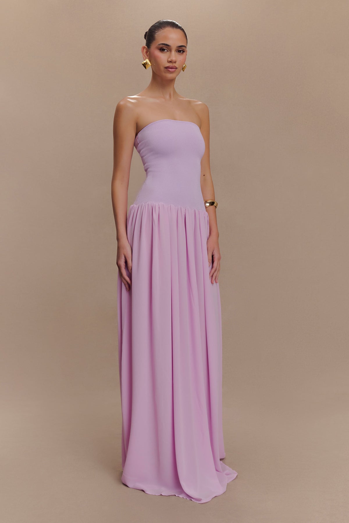 Lyanna Knit And Chiffon Strapless Maxi Dress - Lilac #4