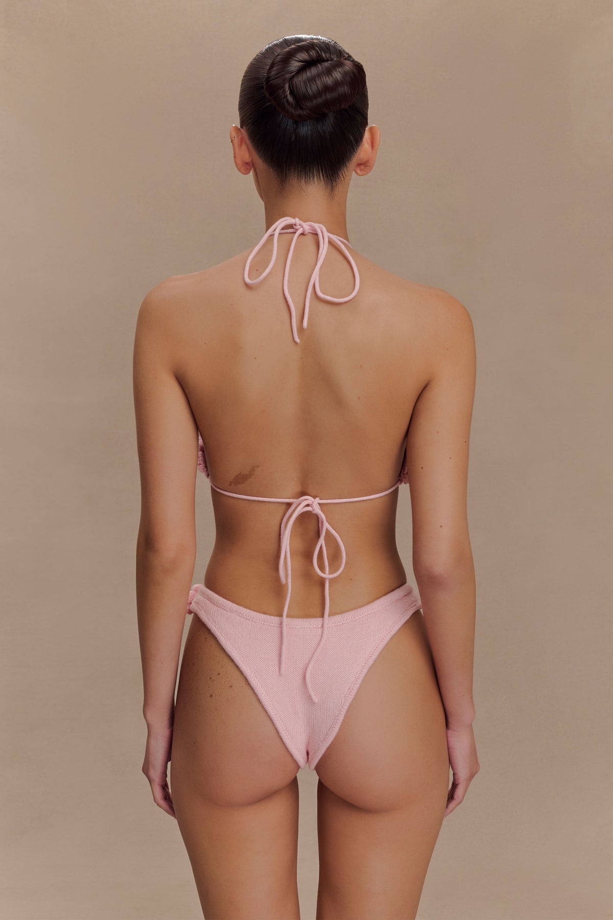 Aesha Floral Crochet Bikini Top - Pale Pink #2