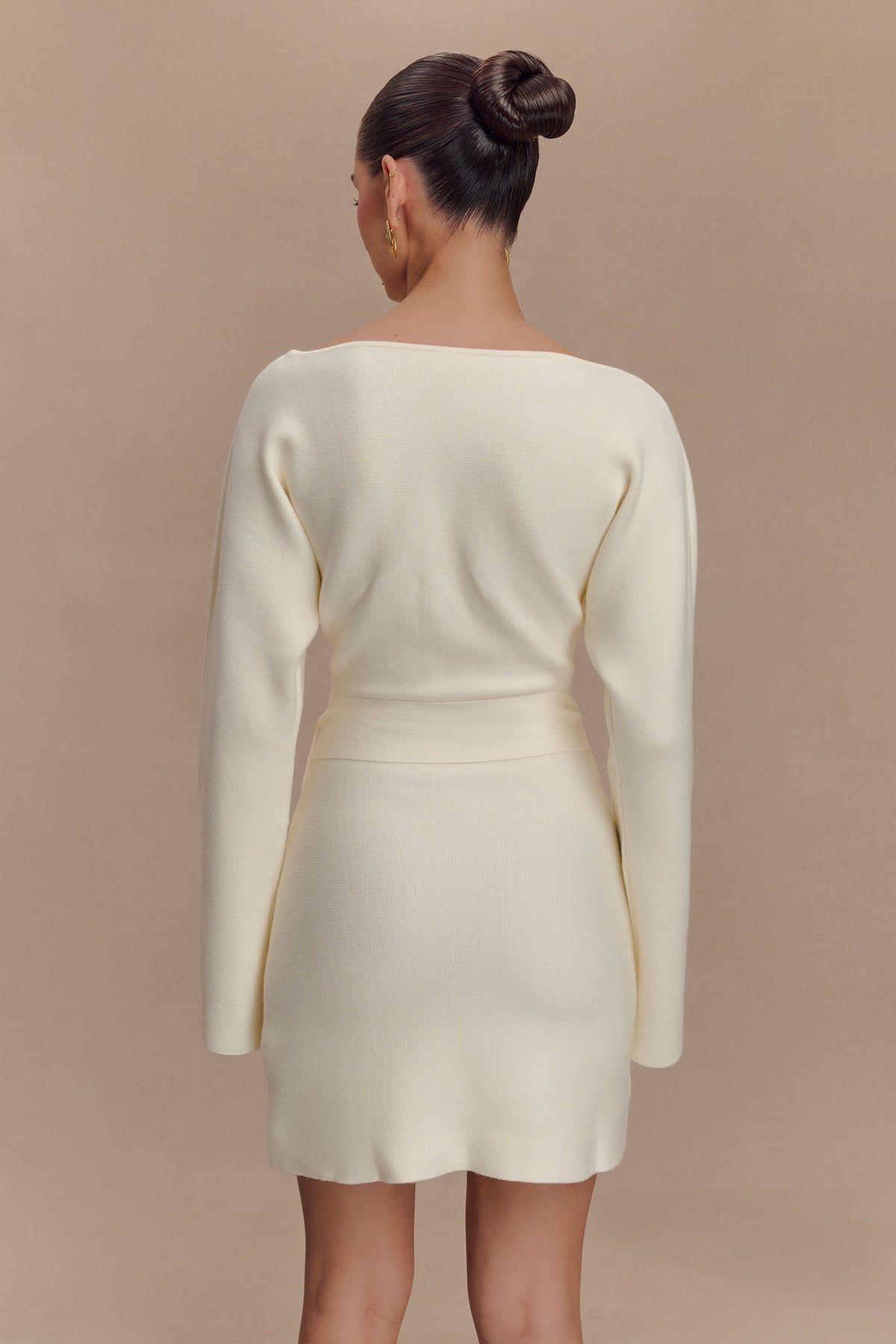 Kassie Belt Tie Knit Mini Dress - Ivory #5