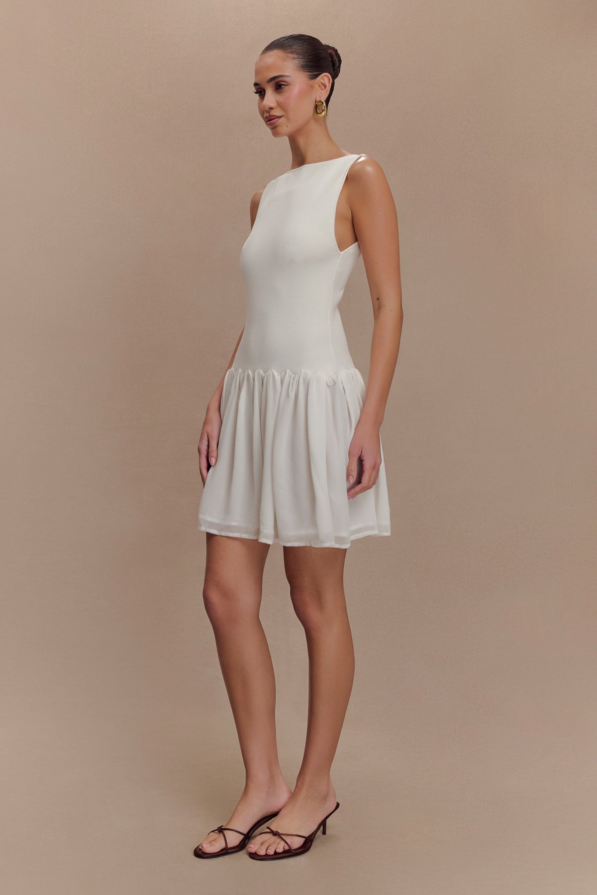 Ashleigh Knit And Chiffon Mini Dress - Ivory #4