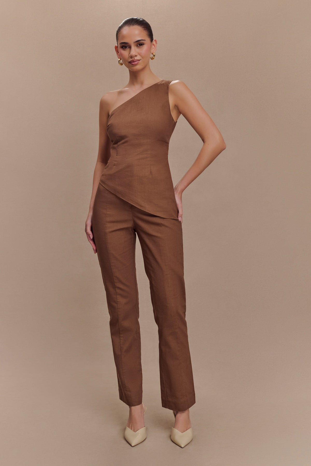 Dora Linen Straight Leg Pant - Cacao Brown #5