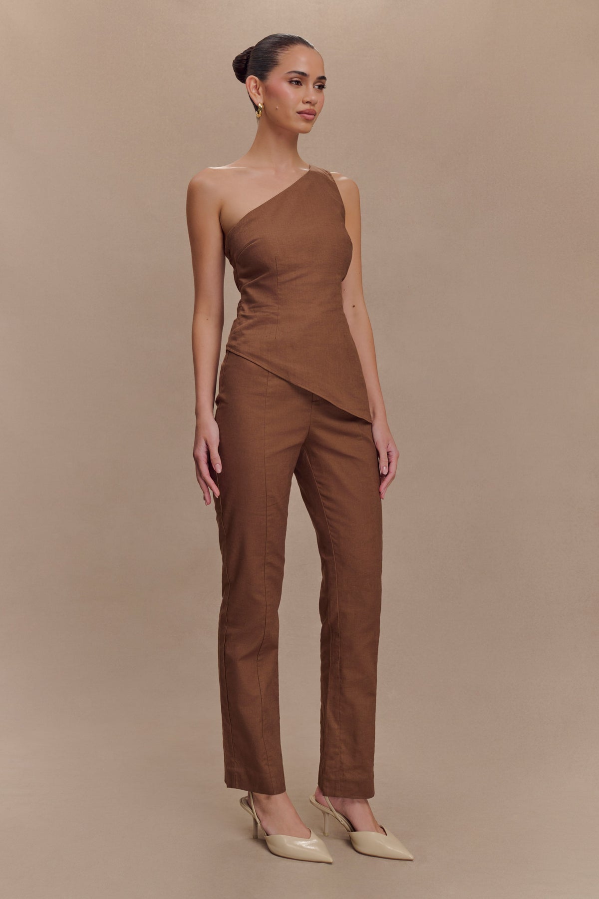 Dora Linen Straight Leg Pant - Cacao Brown #3