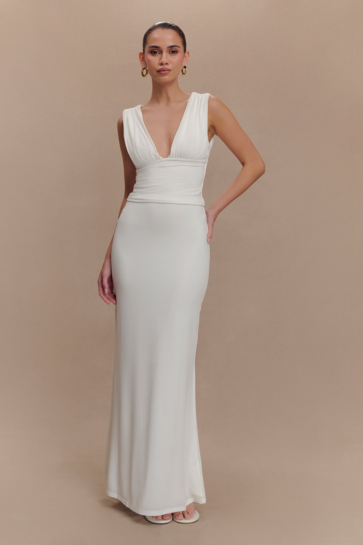 Kerrigan Slinky Ruched Sleeveless Top - White #5