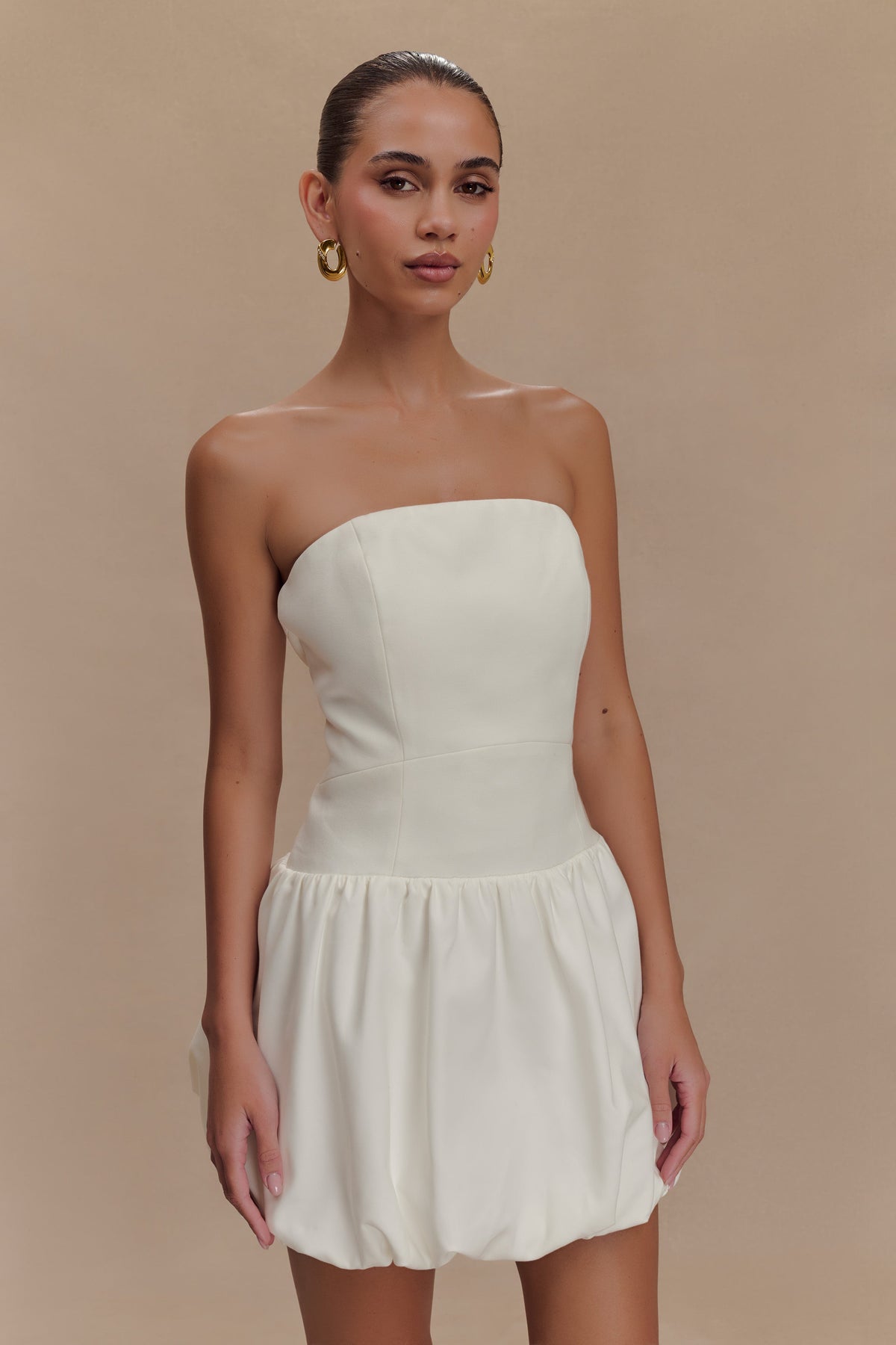 Clementina Strapless Bubble Mini Dress - White #5