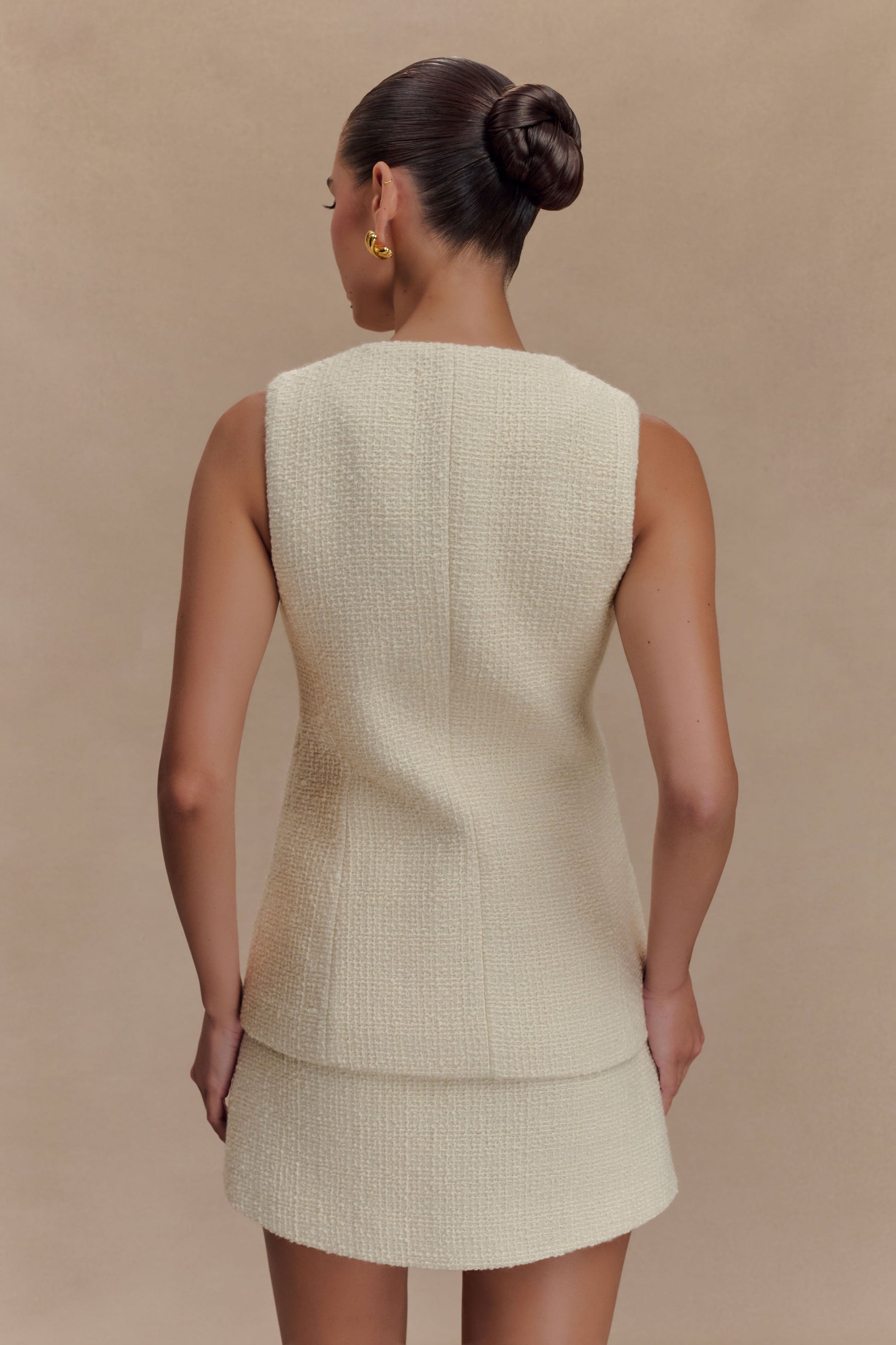 Camilla Boucle Sleeveless Vest - Ivory #3