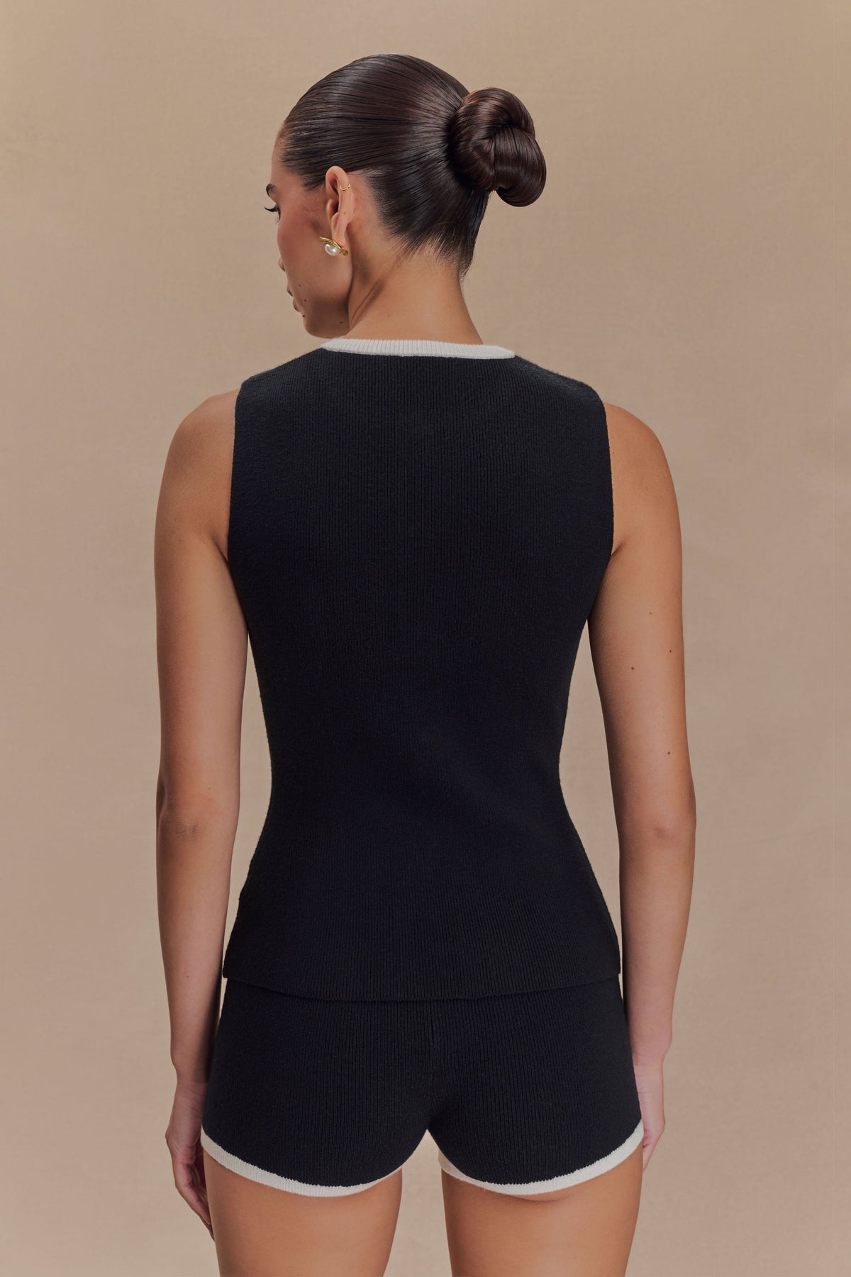 Julianne Contrast Knit Top - Black/White #2