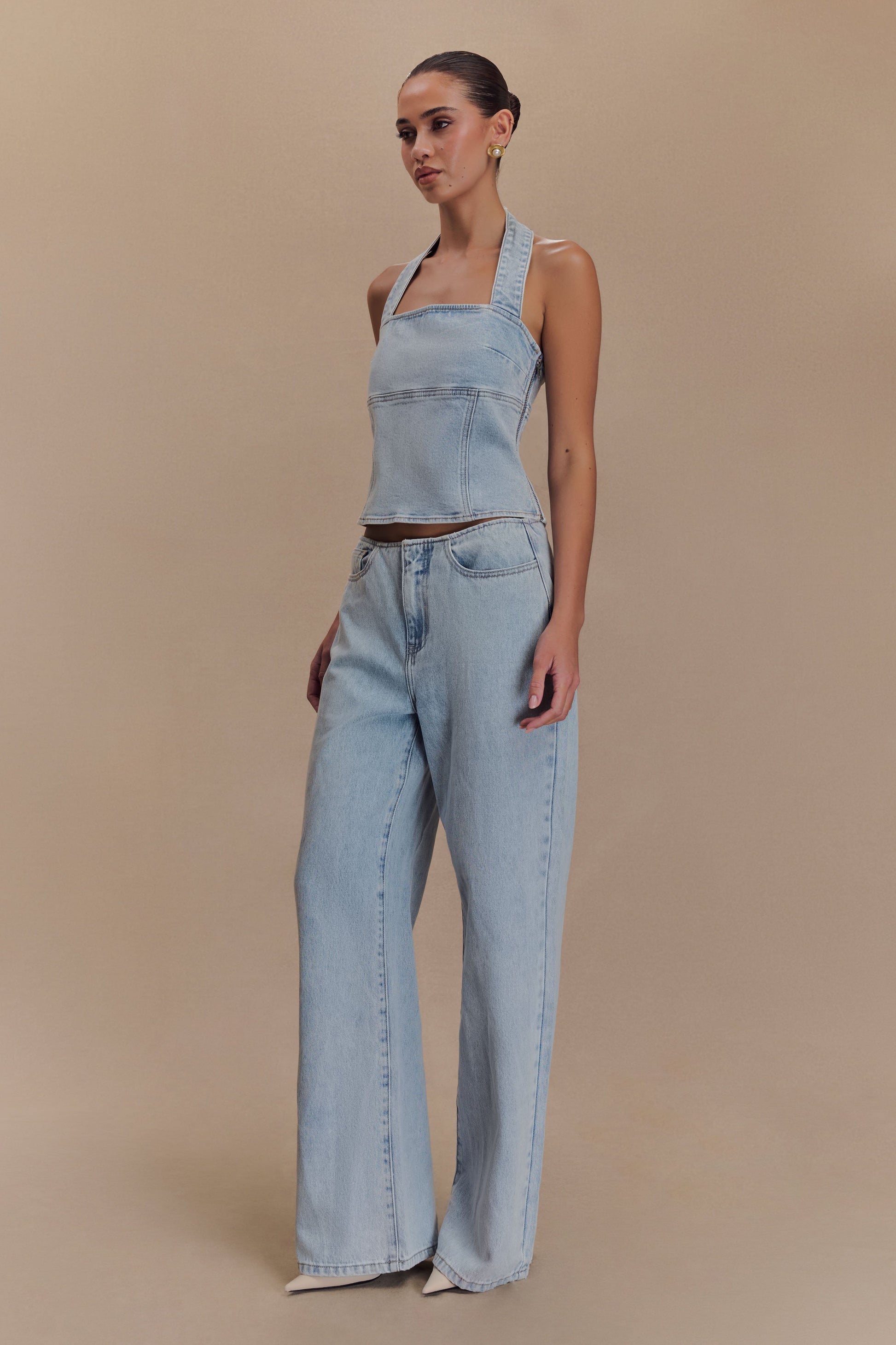 Dayna Denim Halter Top - Light Blue #4