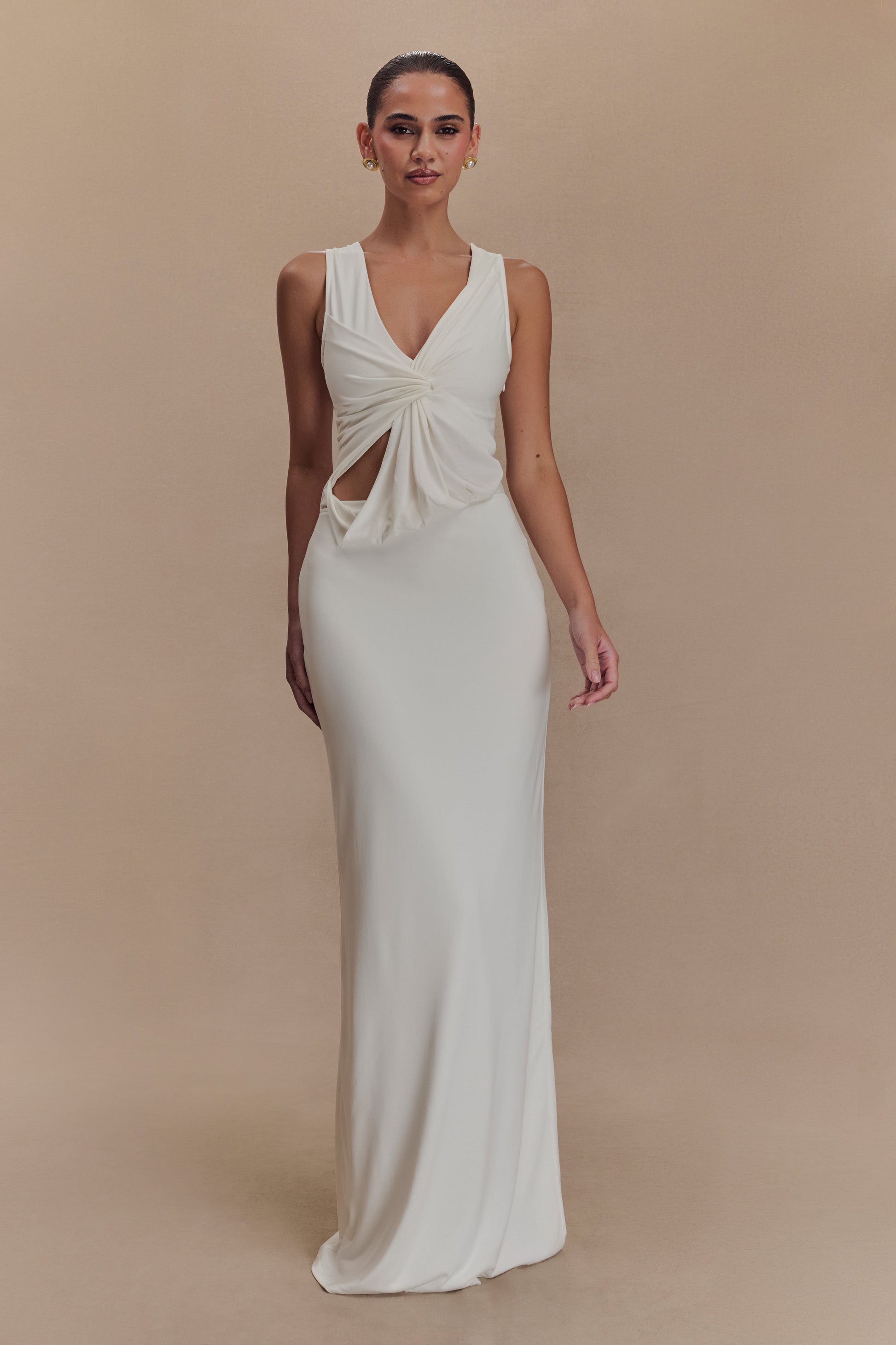 Kassidy Peached Jersey Maxi Dress - Ivory #5