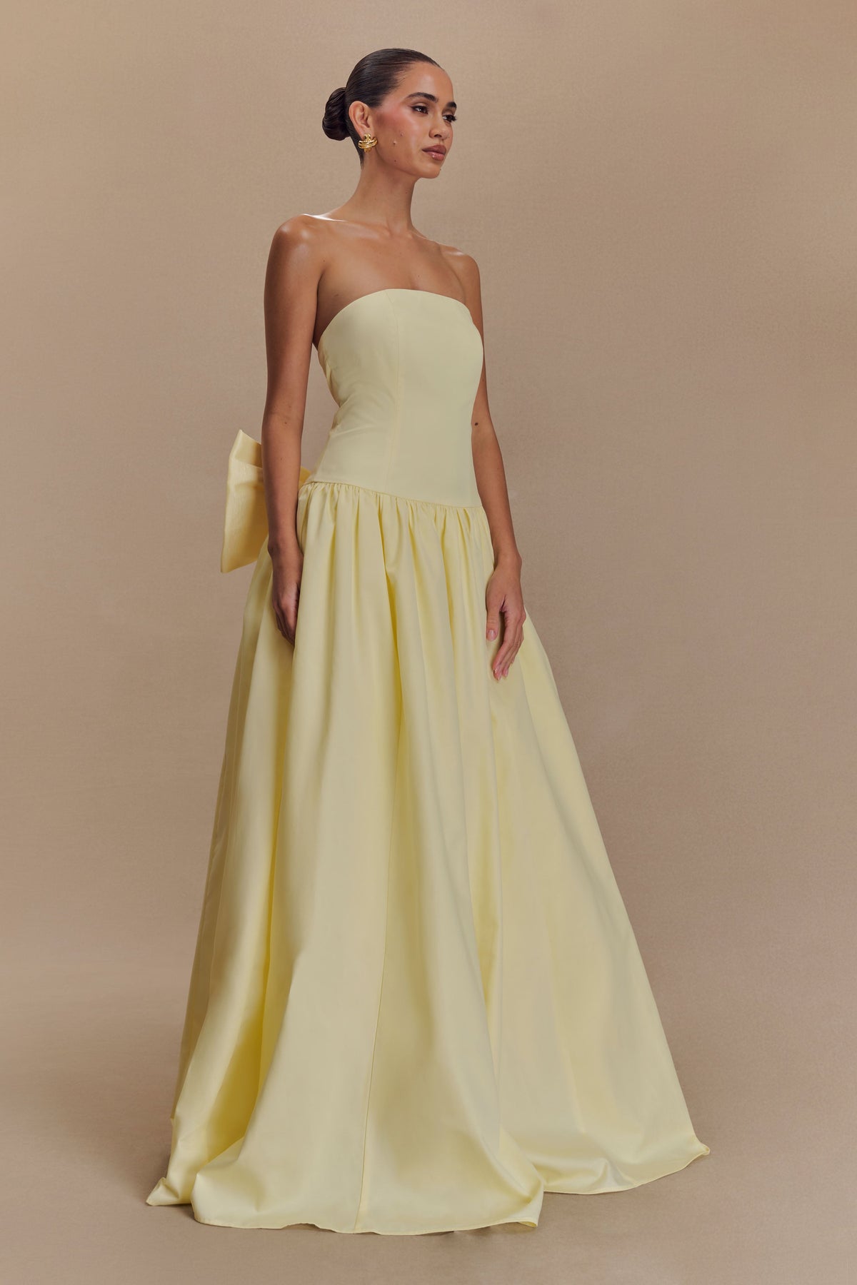 Frances Strapless Bow Maxi Dress - Lemon #3
