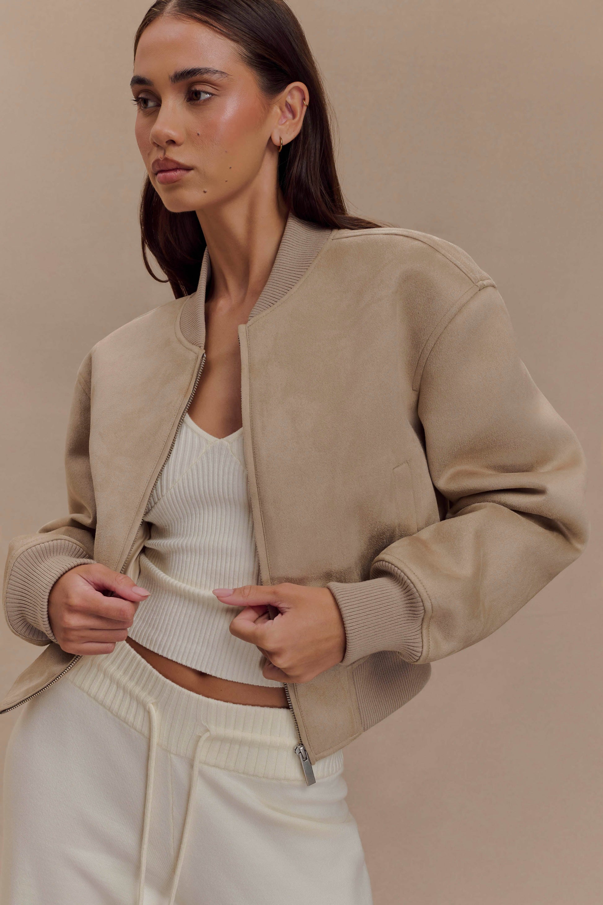 Rudy Suede Bomber Jacket - Sand #2