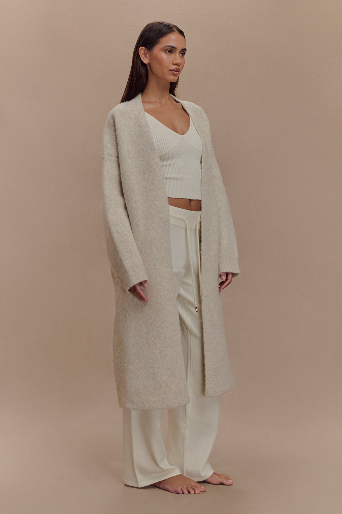 Benson Maxi Knit Cardigan - Cream Marle #4