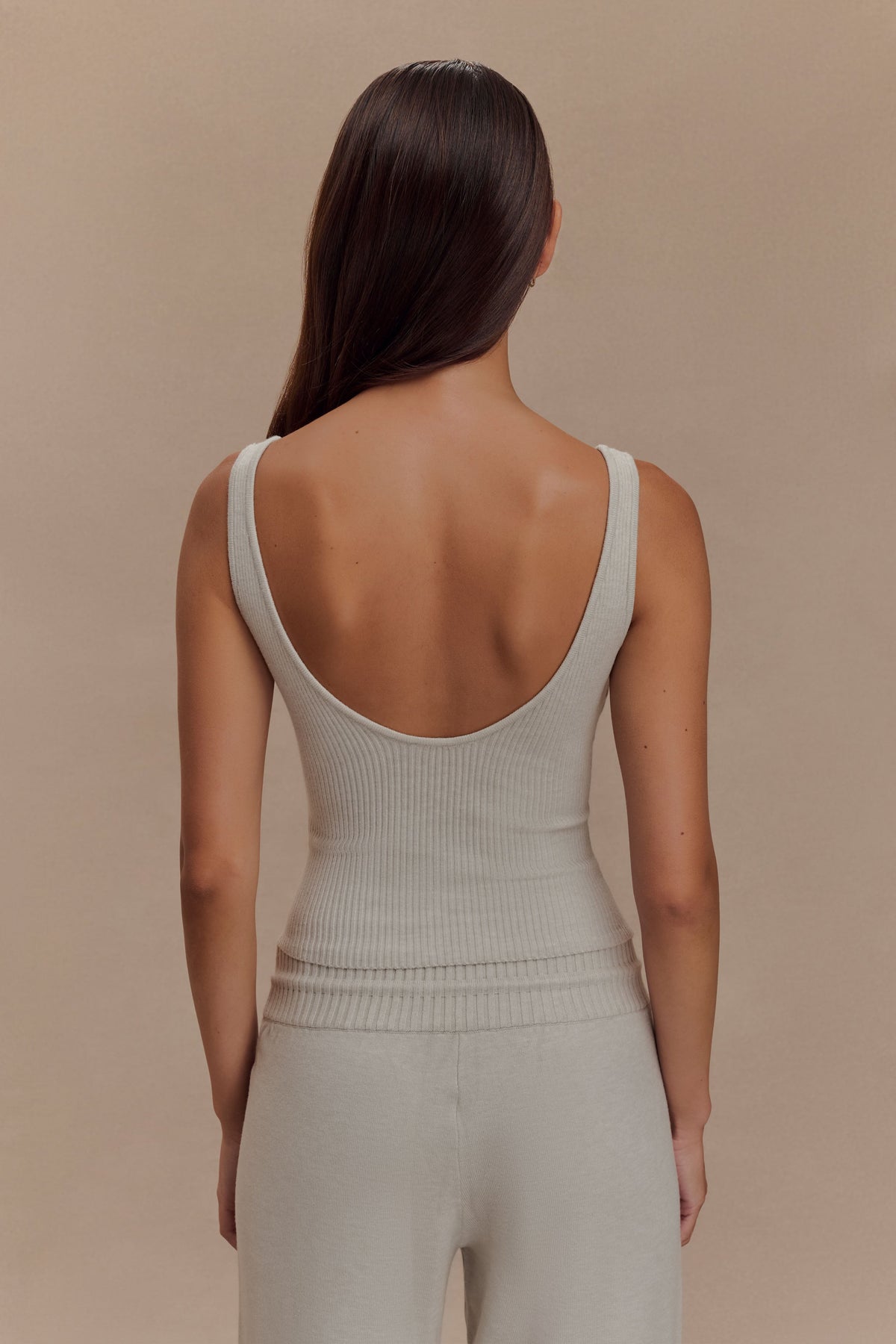 Natalya Ribbed Knit Cami Top - Heather Grey Marle #3