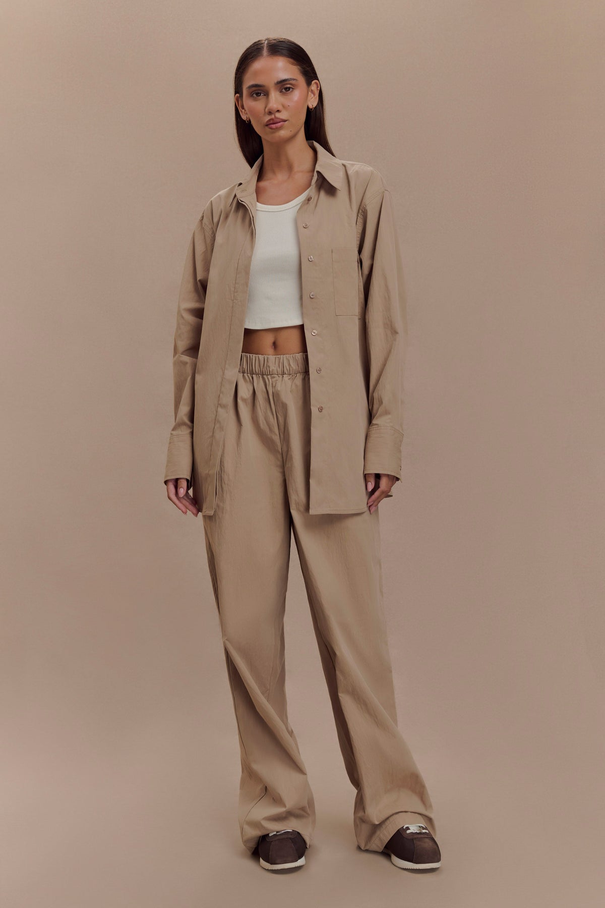 Campbell Cotton Wide Leg Pants - Sand #6