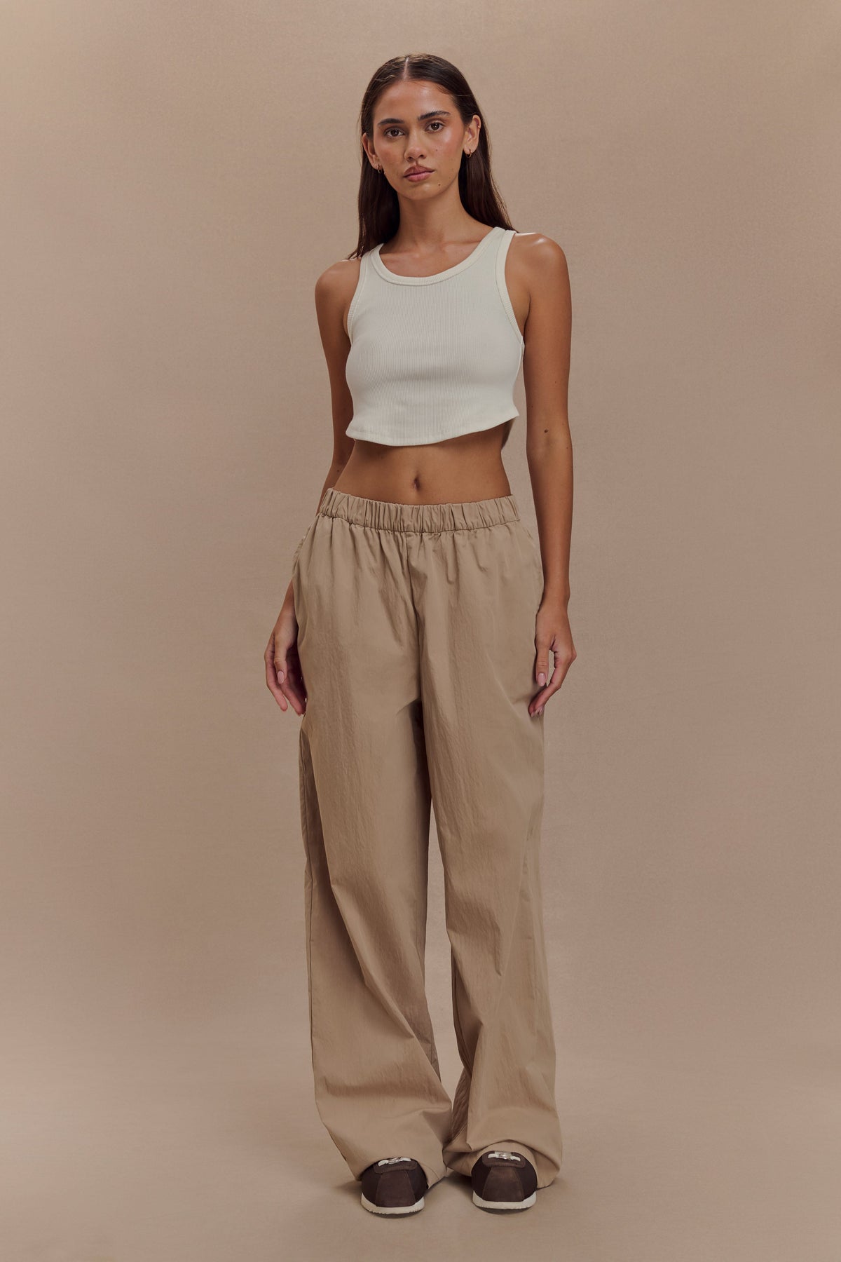 Campbell Cotton Wide Leg Pants - Sand #5