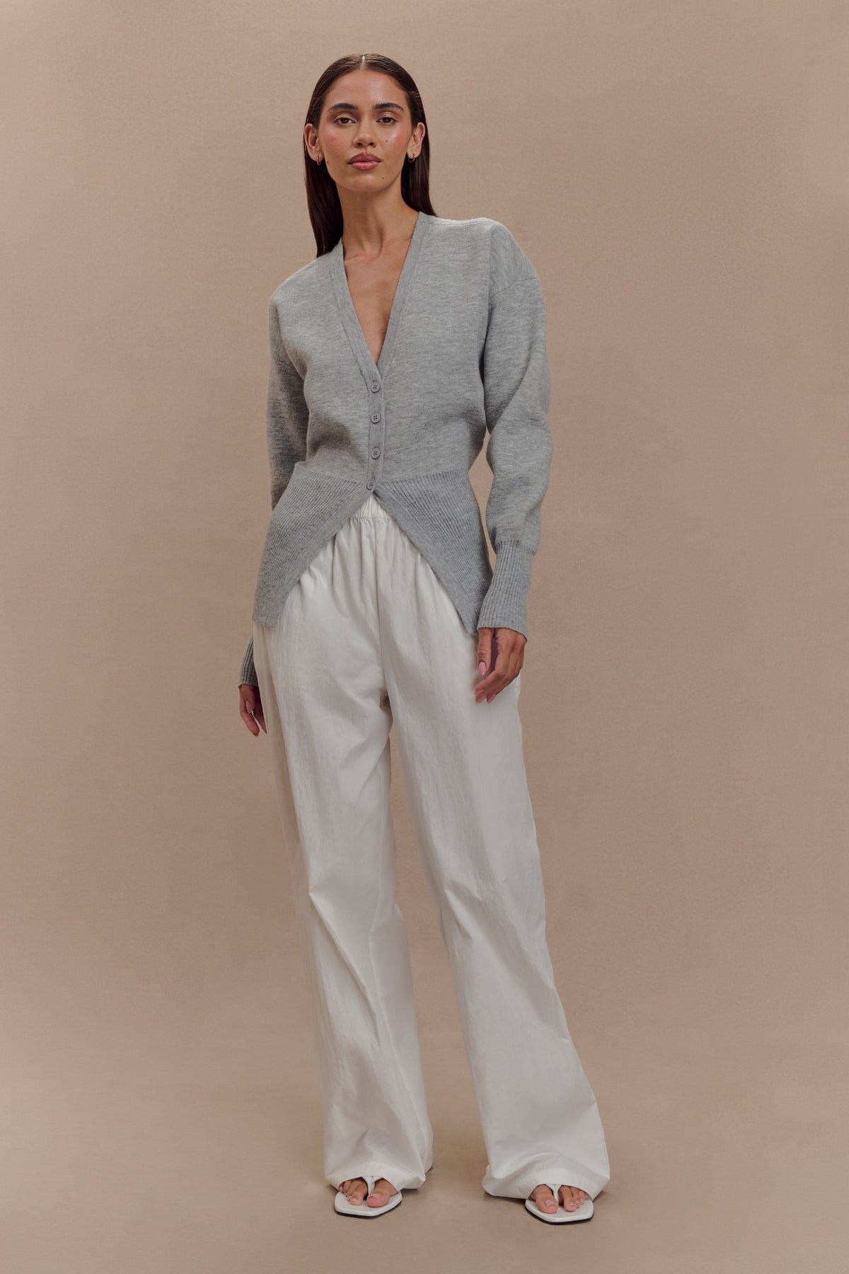 Alexia Buttoned Oversized Cardigan - Grey Marle #6