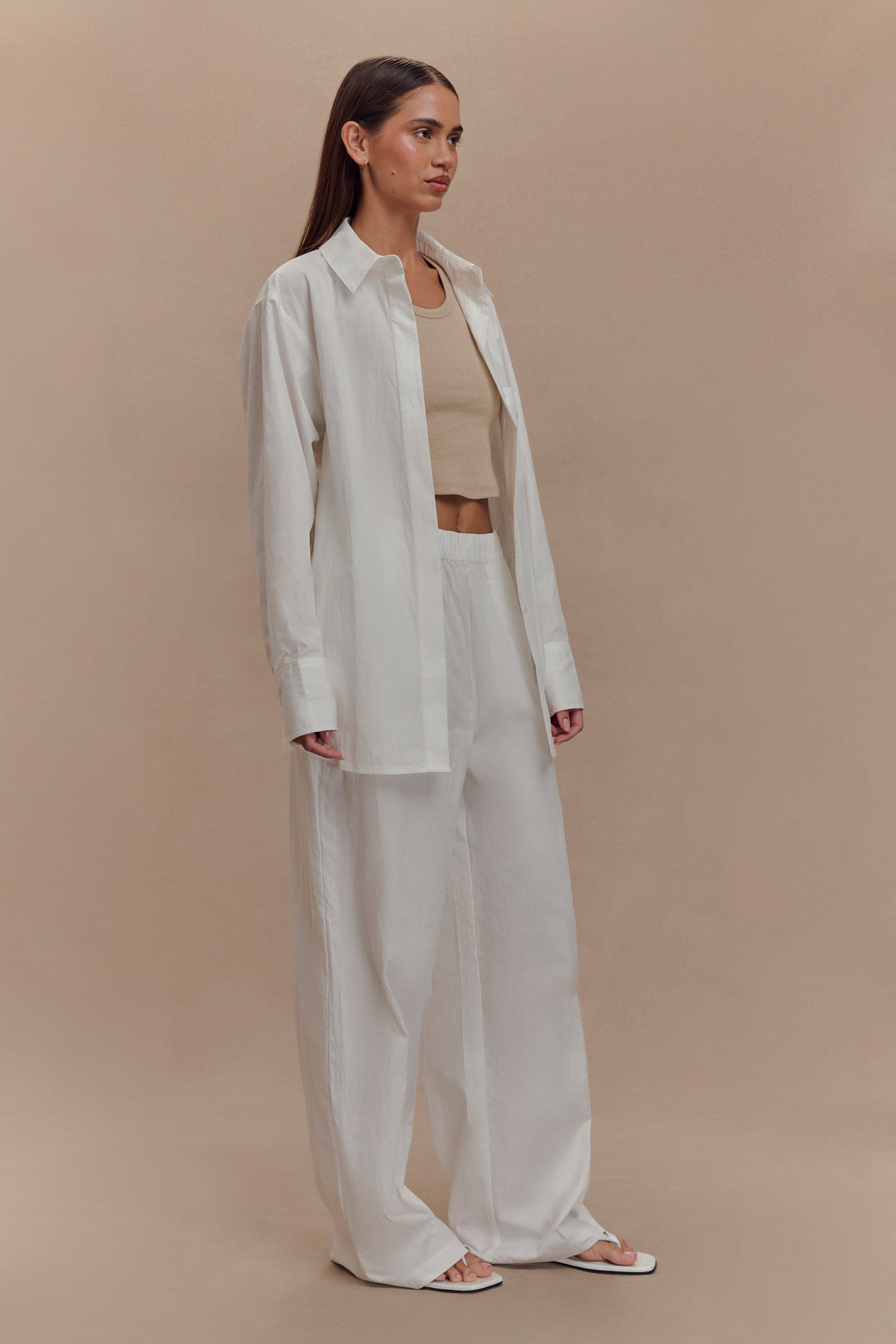 Campbell Cotton Wide Leg Pants - White #4