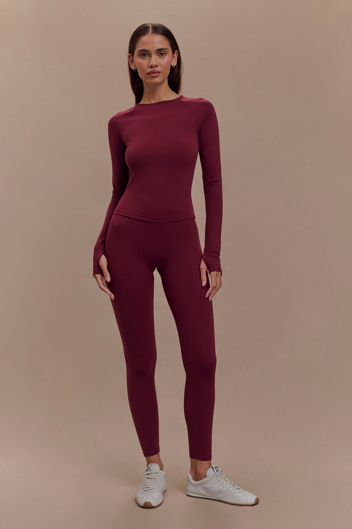 Eliana Long Sleeve Active Top - Burgundy #7