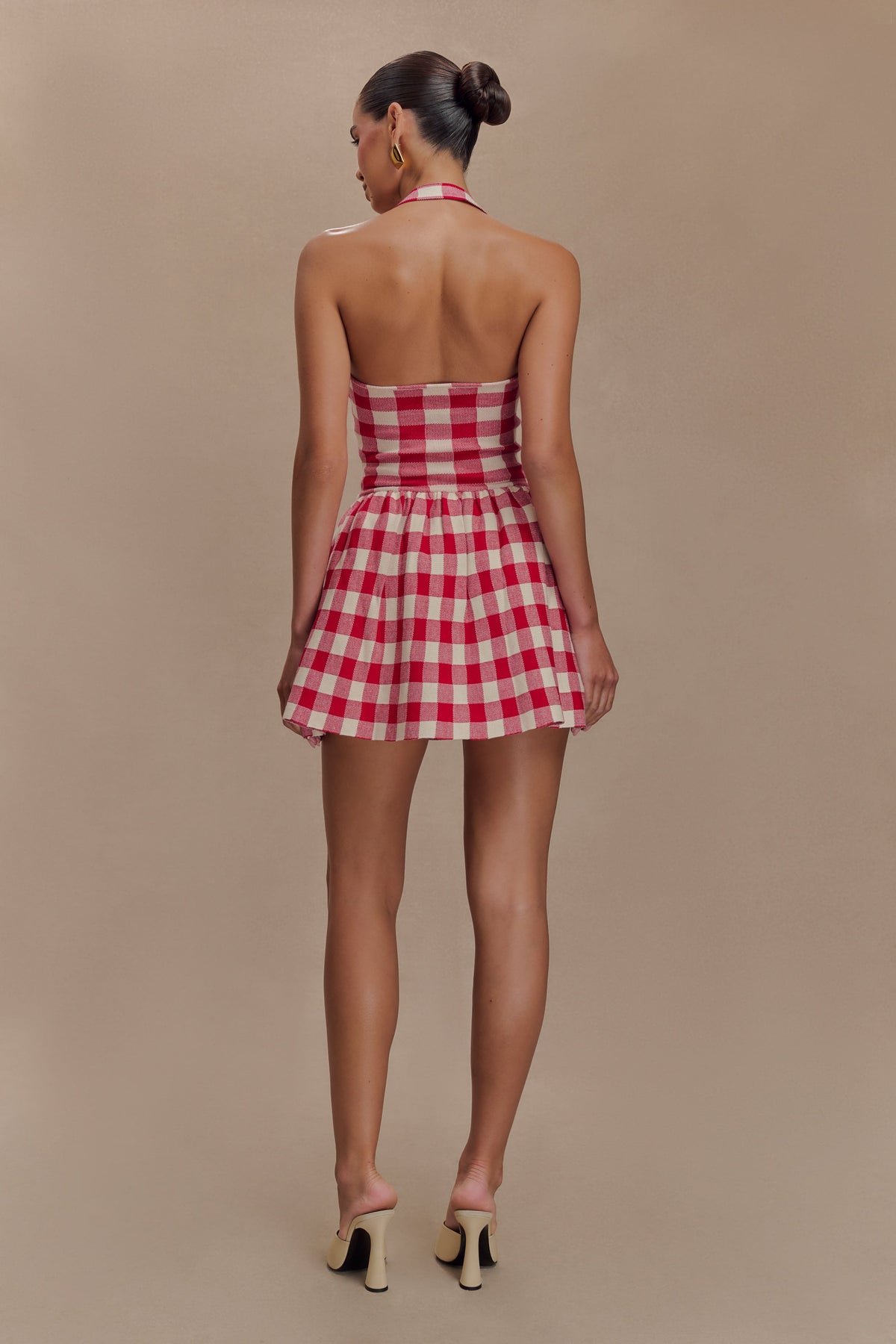 Lindsay Halter Knit Mini Dress - Red Gingham #4