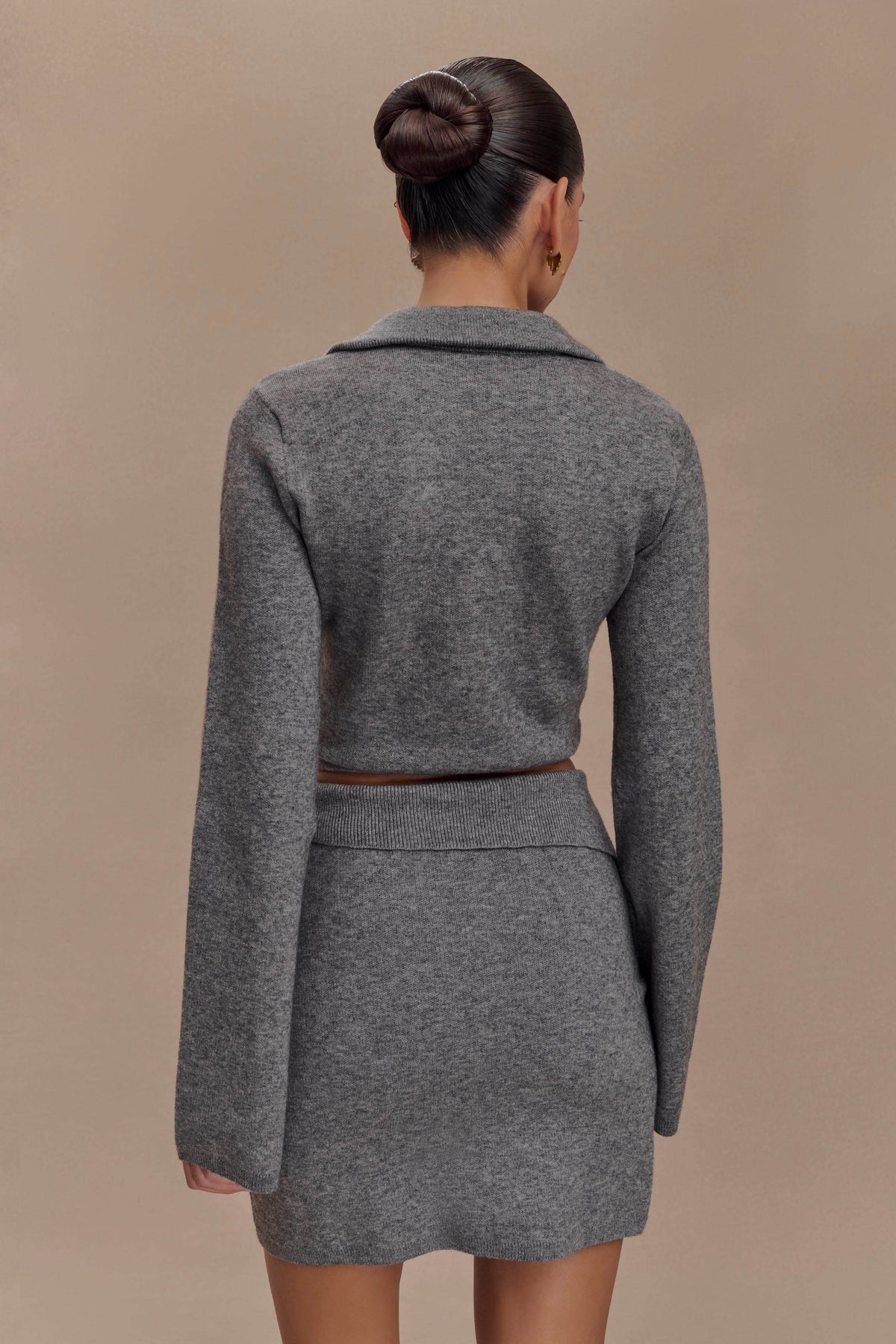 Annabelle Knit Curved Hem Cardigan - Charcoal #3